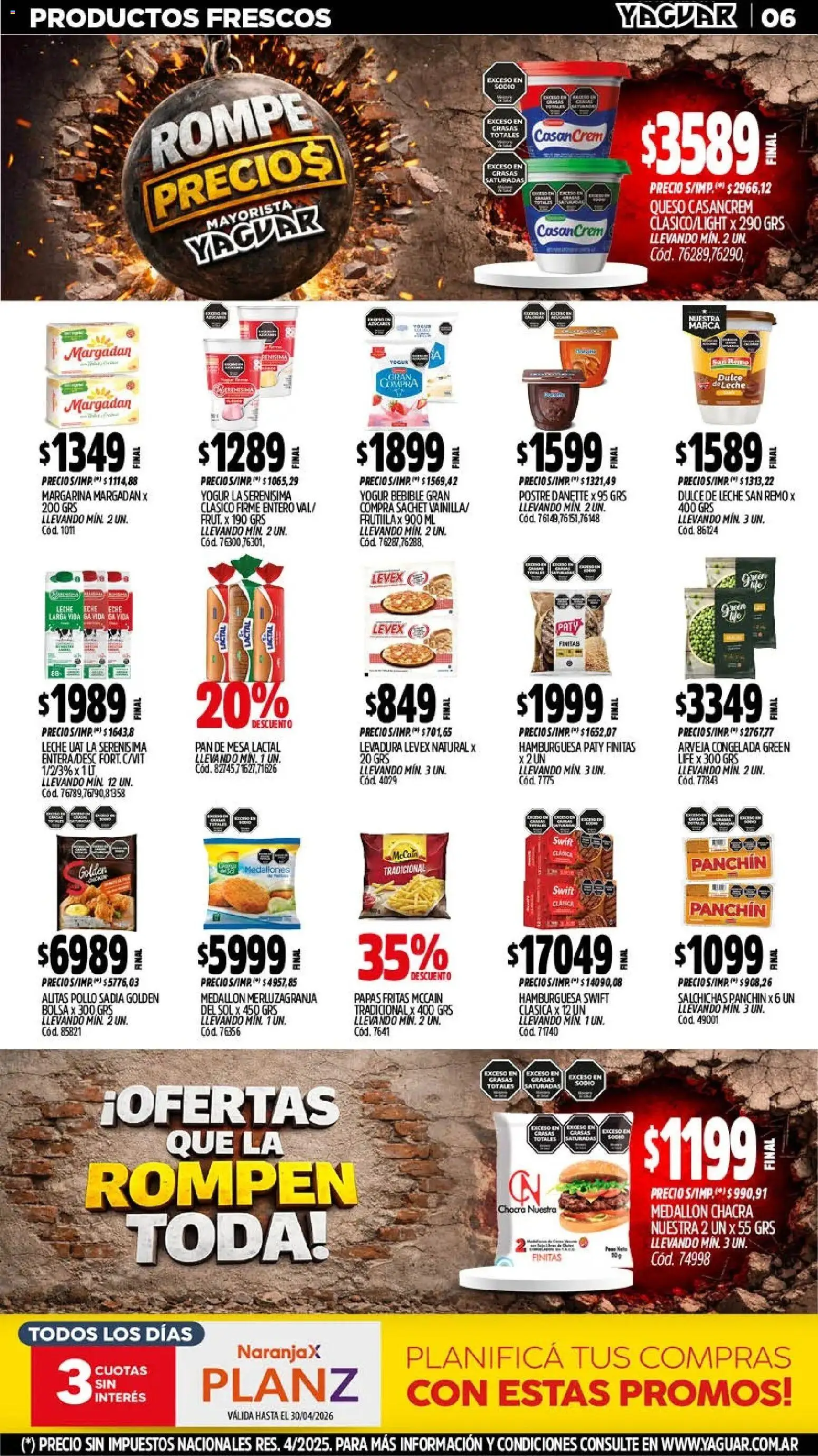 Yaguar - Oferta Semanal Chaco │ válido desde el 20.04.2026 | Página: 6 | Productos: Bolsa, Pollo, Leche, Yogur