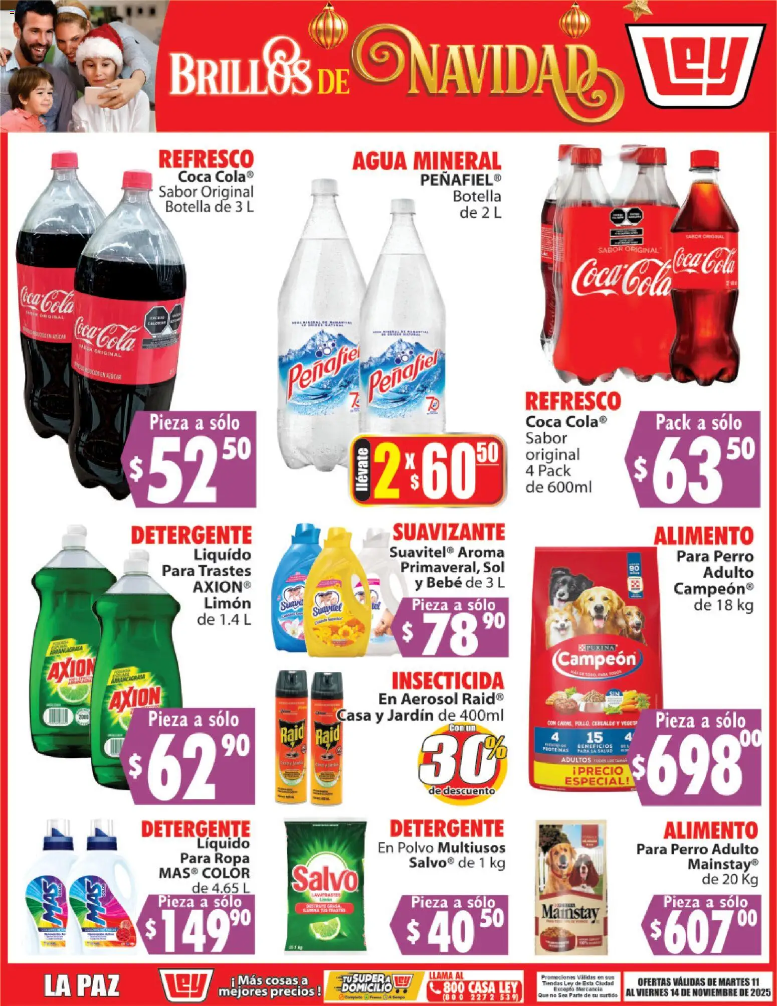 Nuevas ofertas de Casa Ley válidas en toda la República Mexicana desde el 11.11.2025. ¡Encuentra las mejores ofertas en Casa Ley folleto Brillos de Navidad! | Página: 4 | Productos: Refresco, Agua, Suavizante, Botella