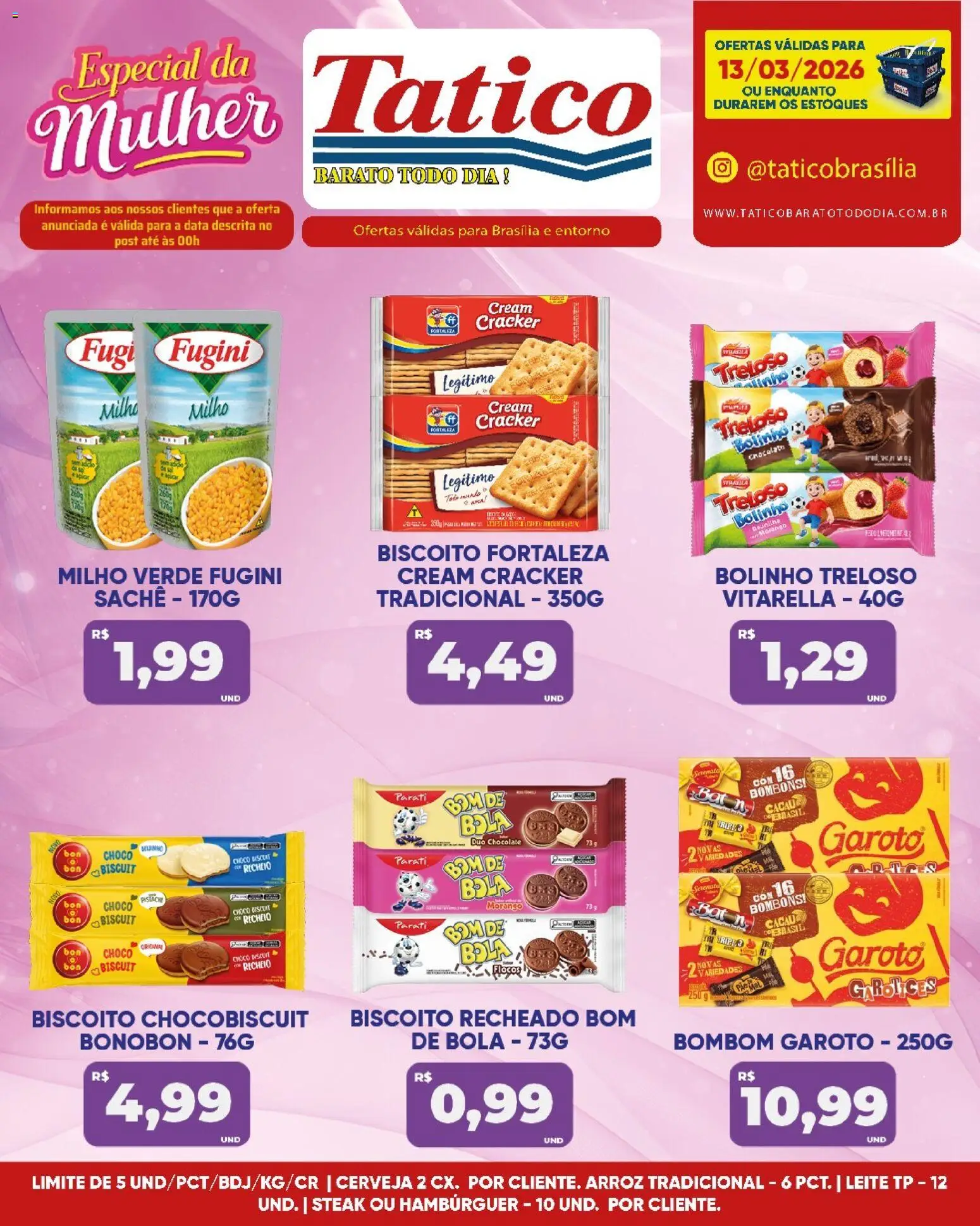 Tatico Folheto - válido de 13.03.2026 | Página: 4 | Produtos: Leite, Chocolate, Arroz, Hambúrguer