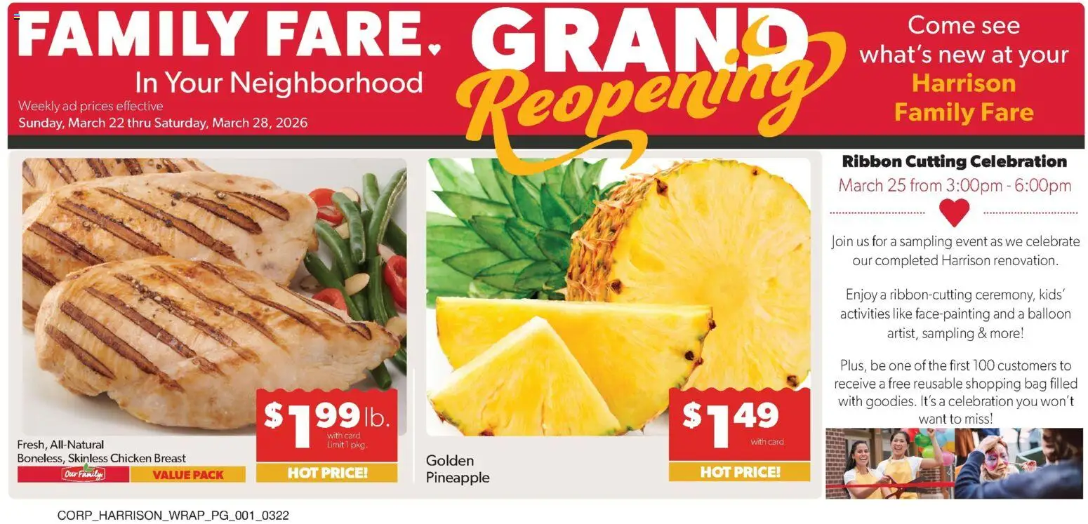Family Fare Weekly Ad - valid from 22.03.2026 | Page: 2 | Products: Pineapple, Bag