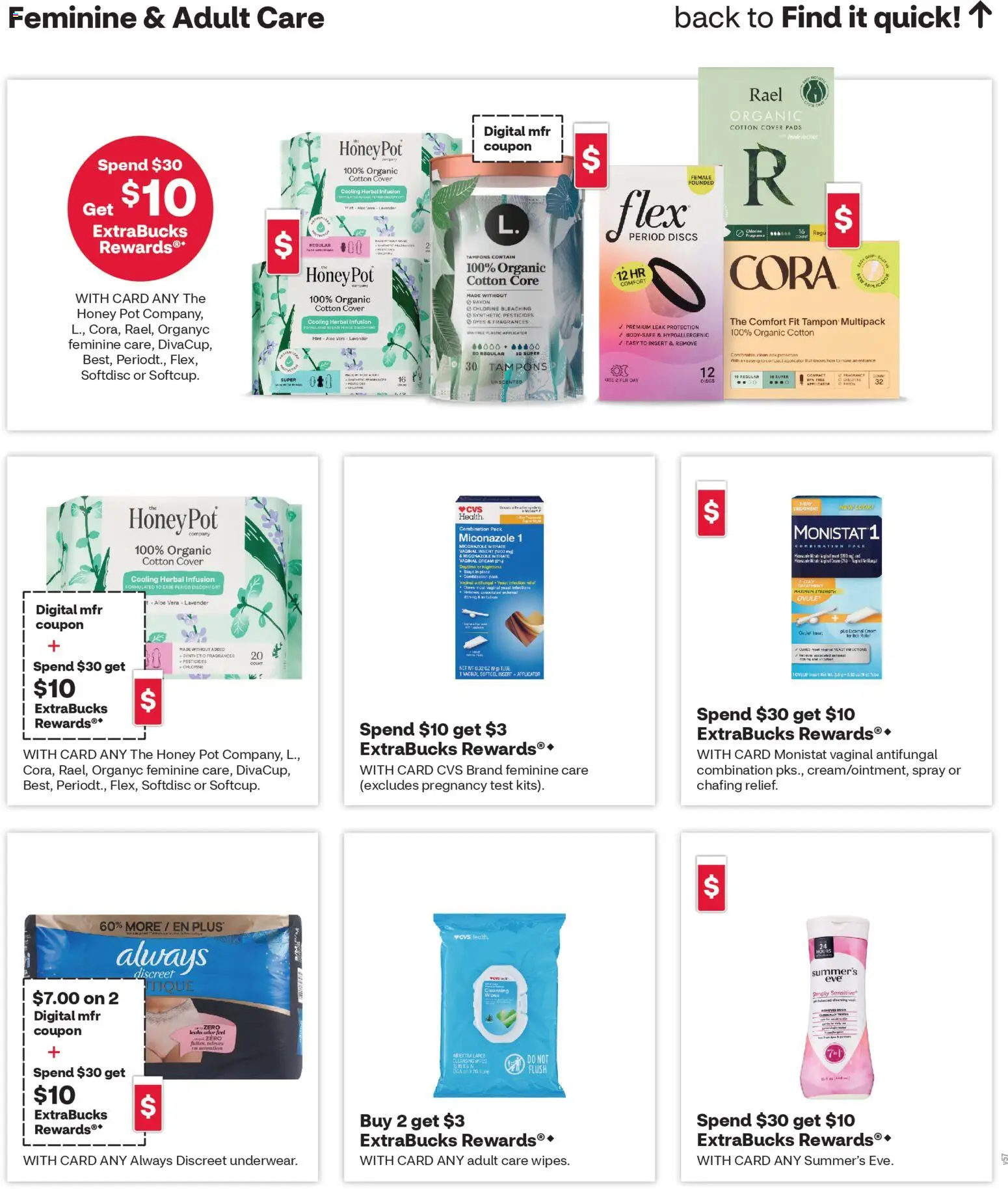 CVS Pharmacy Weekly Ad - WA - valid from 19.04.2026 | Page: 9 | Products: Fragrance, Pads, Tampons, Cream