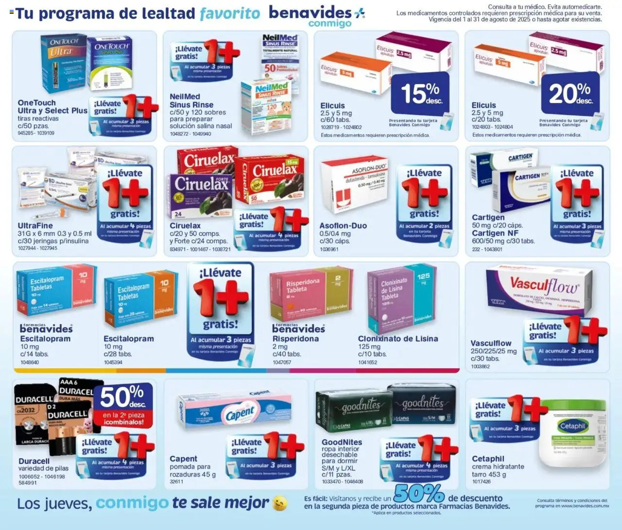 Nuevas ofertas de Farmacia Benavides válidas en toda la República Mexicana desde el 01.08.2025. ¡Encuentra las mejores ofertas en Farmacia Benavides - Catálogo! | Página: 12 | Productos: Pomada, Ropa interior, Tableta, Pilas