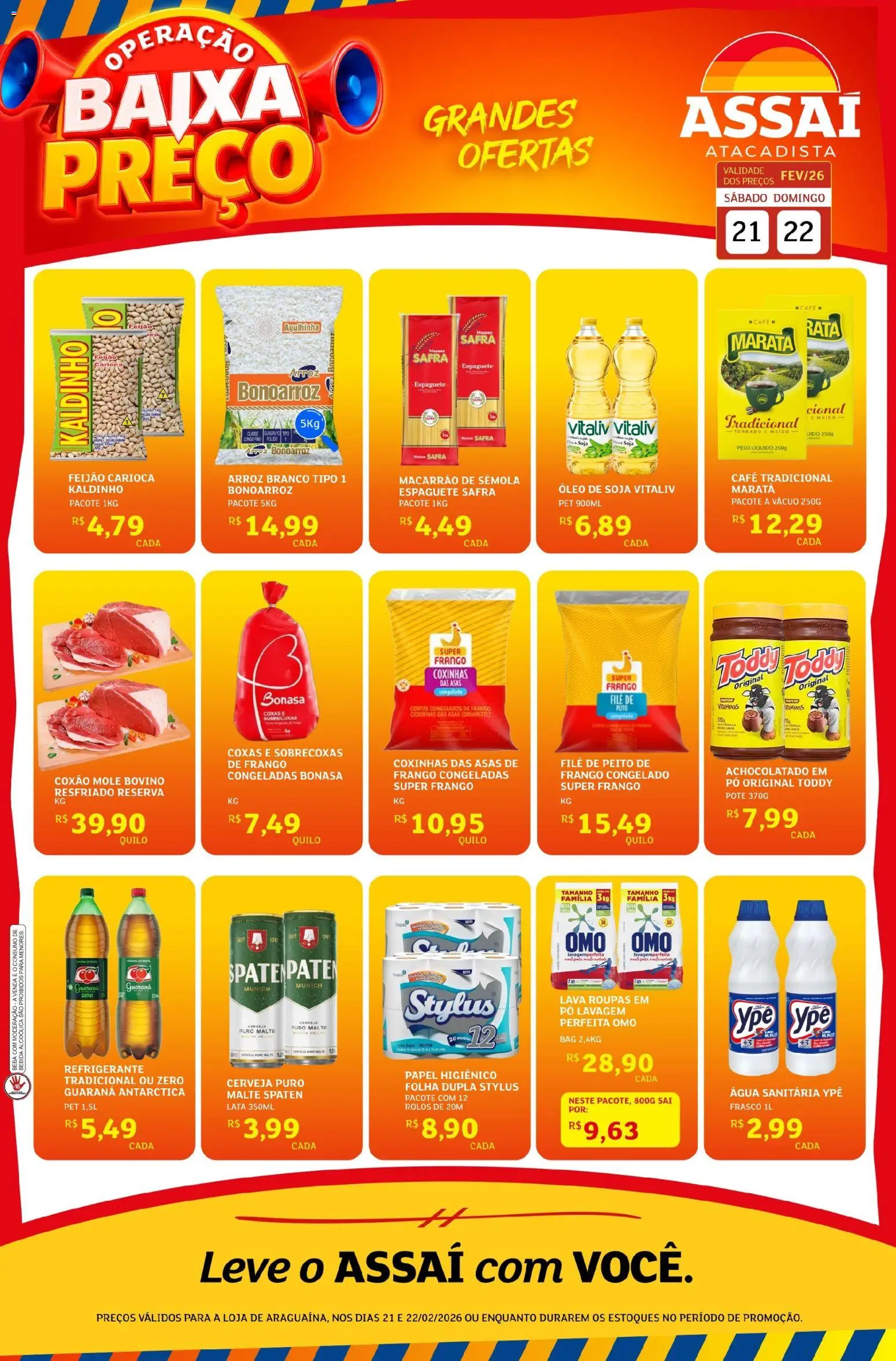Assaí Atacadista Folheto - válido de 21.02.2026 | Página: 1 | Produtos: Café, Frango, Papel higiênico, Soja