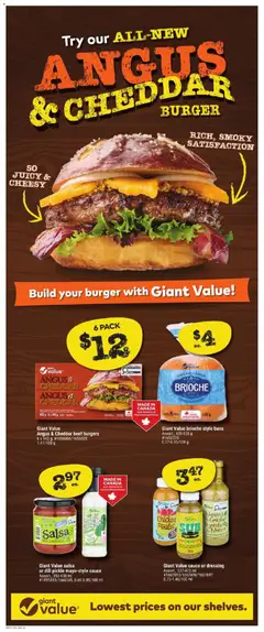 Preview of Giant Value Angus & Cheddar beef burgers, 6 x 142 g Angus & Cheddar beef burgers from shop Giant Tiger valid from 15.04.2026 | Page: 3