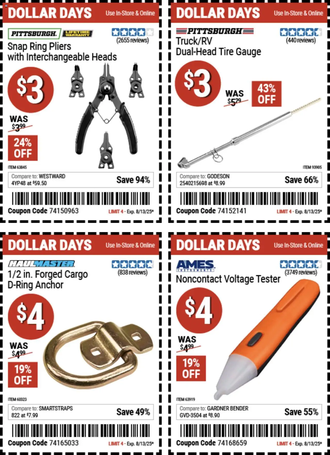 Harbor Freight Dollar Days - valid from 31.07.2025 | Page: 3 | Products: Ring, Anchor, Tire