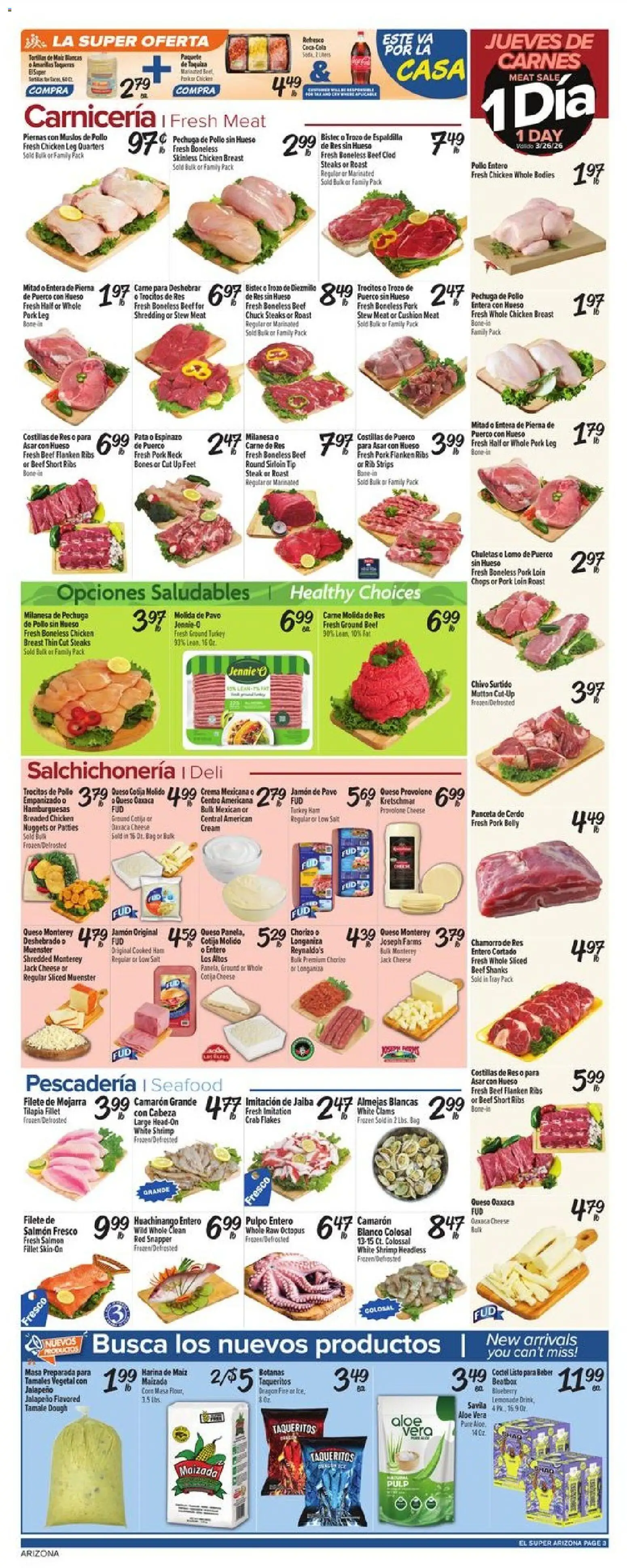 El Super Weekly Ad - AK - valid from 25.03.2026 | Page: 3 | Products: Cheese, Pork, Seafood, Bag