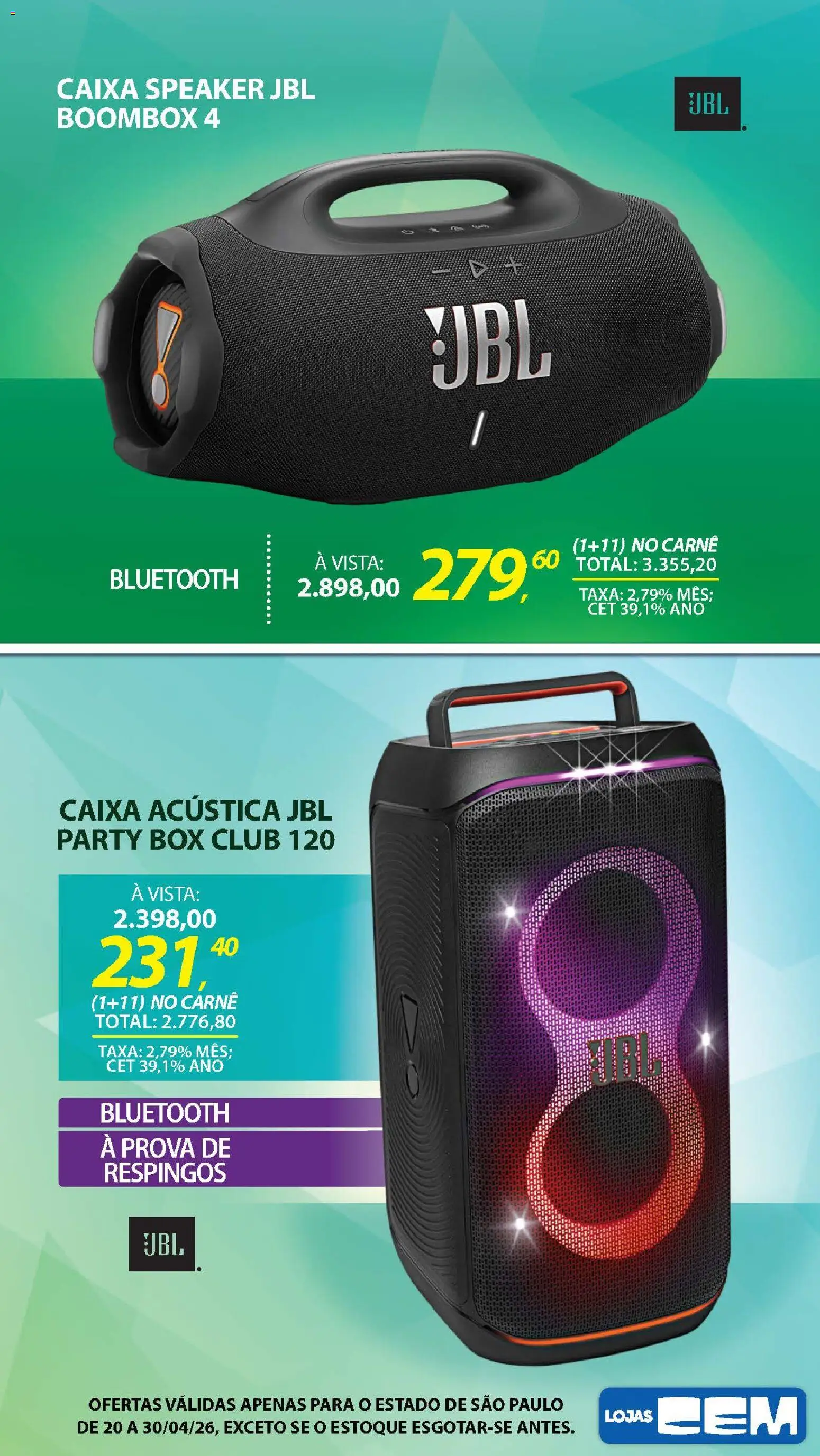 Lojas Cem Folheto - válido de 20.04.2026 | Página: 59 | Produtos: Caixa acústica, Caixa, Carne