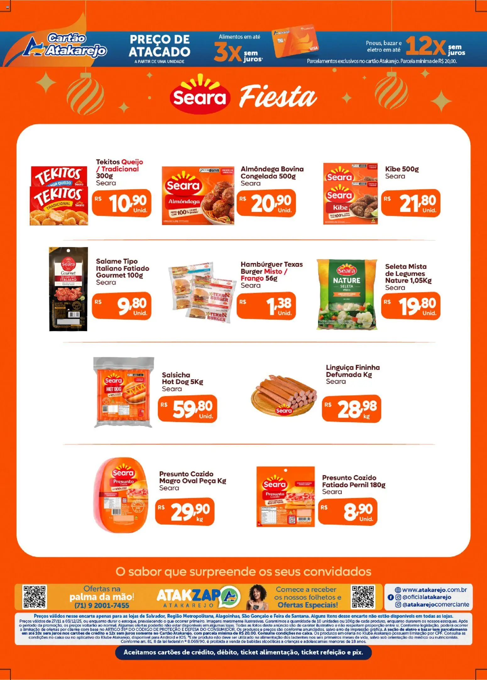 Atakarejo Folheto - válido de 27.11.2025 | Página: 2 | Produtos: Salsicha, Base, Carne, Frango