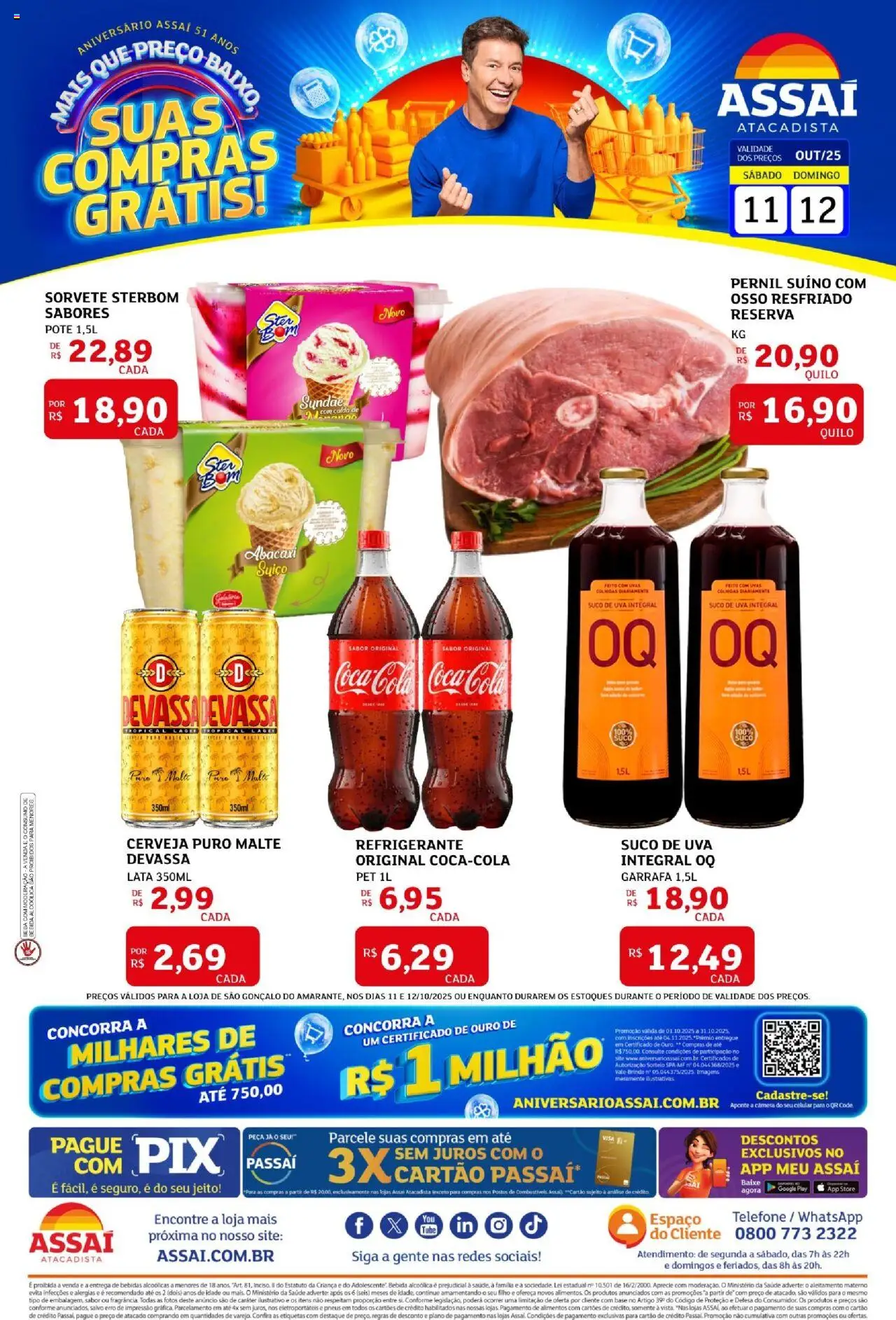 Assaí Atacadista Folheto - válido de 11.10.2025 | Página: 1 | Produtos: Cola, Base, Sorvete, Bebida