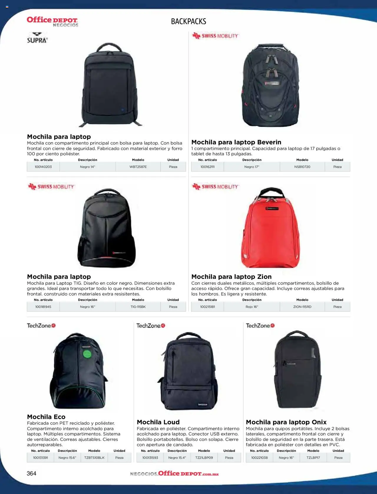 Nuevas ofertas de Office Depot válidas en toda la República Mexicana desde el 09.01.2025. ¡Encuentra las mejores ofertas en Office Depot catálogo 2025! | Página: 366 | Productos: Bolsa, Mochila, Conector, Acolchado
