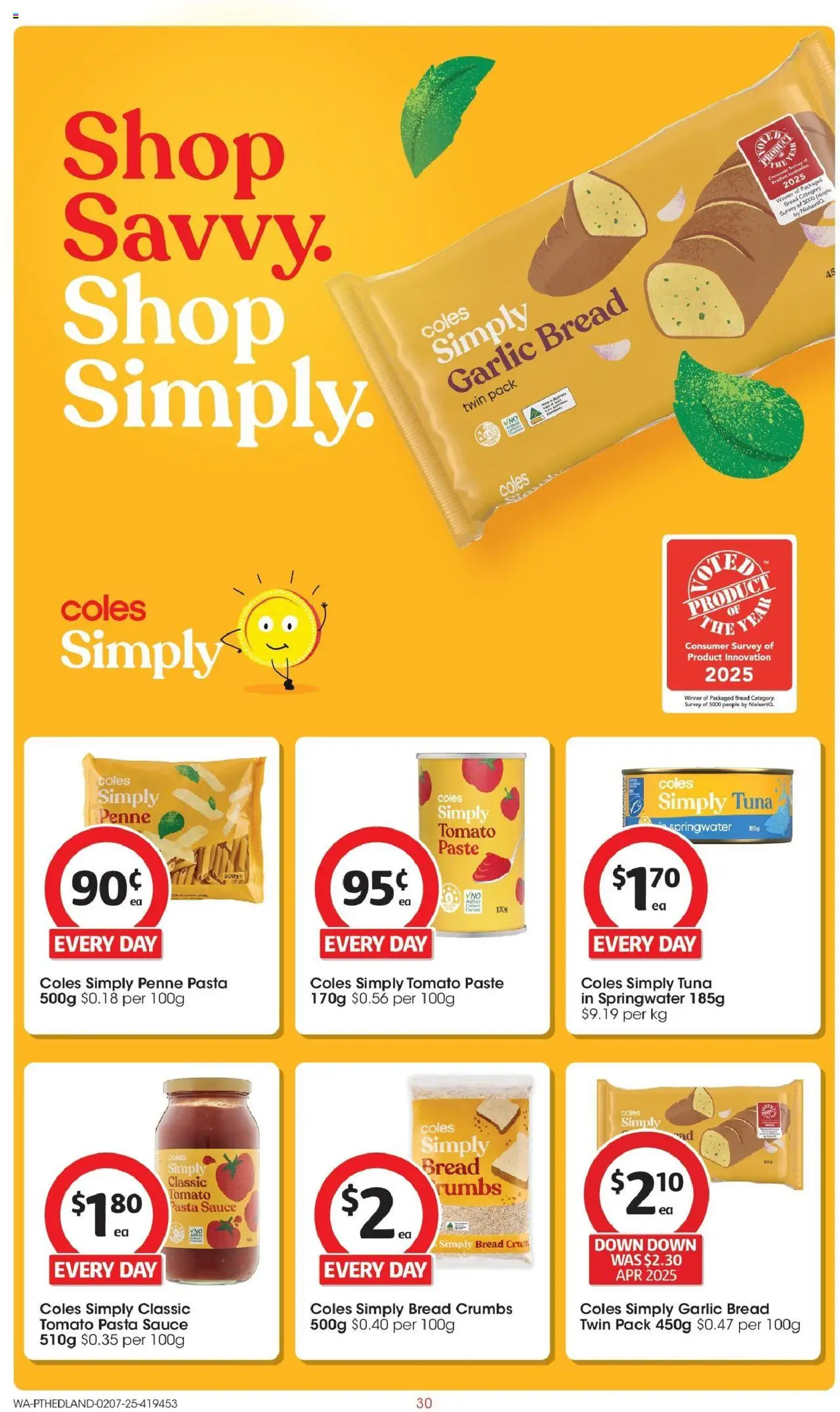 Coles catalogue - valid from 02.07.2025 | Page: 30 | Products: Bread, Pasta, Sauce, Garlic