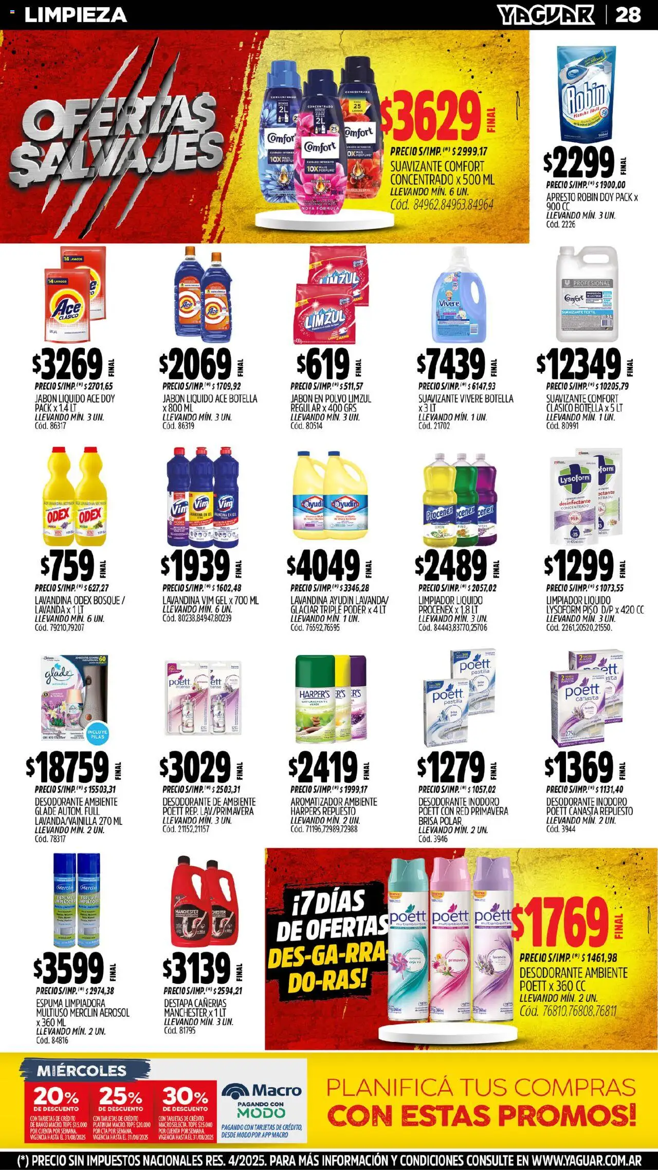 Yaguar - Trelew │ válido desde el 04.08.2025 | Página: 29 | Productos: Inodoro, Polvo, Plancha, Suavizante
