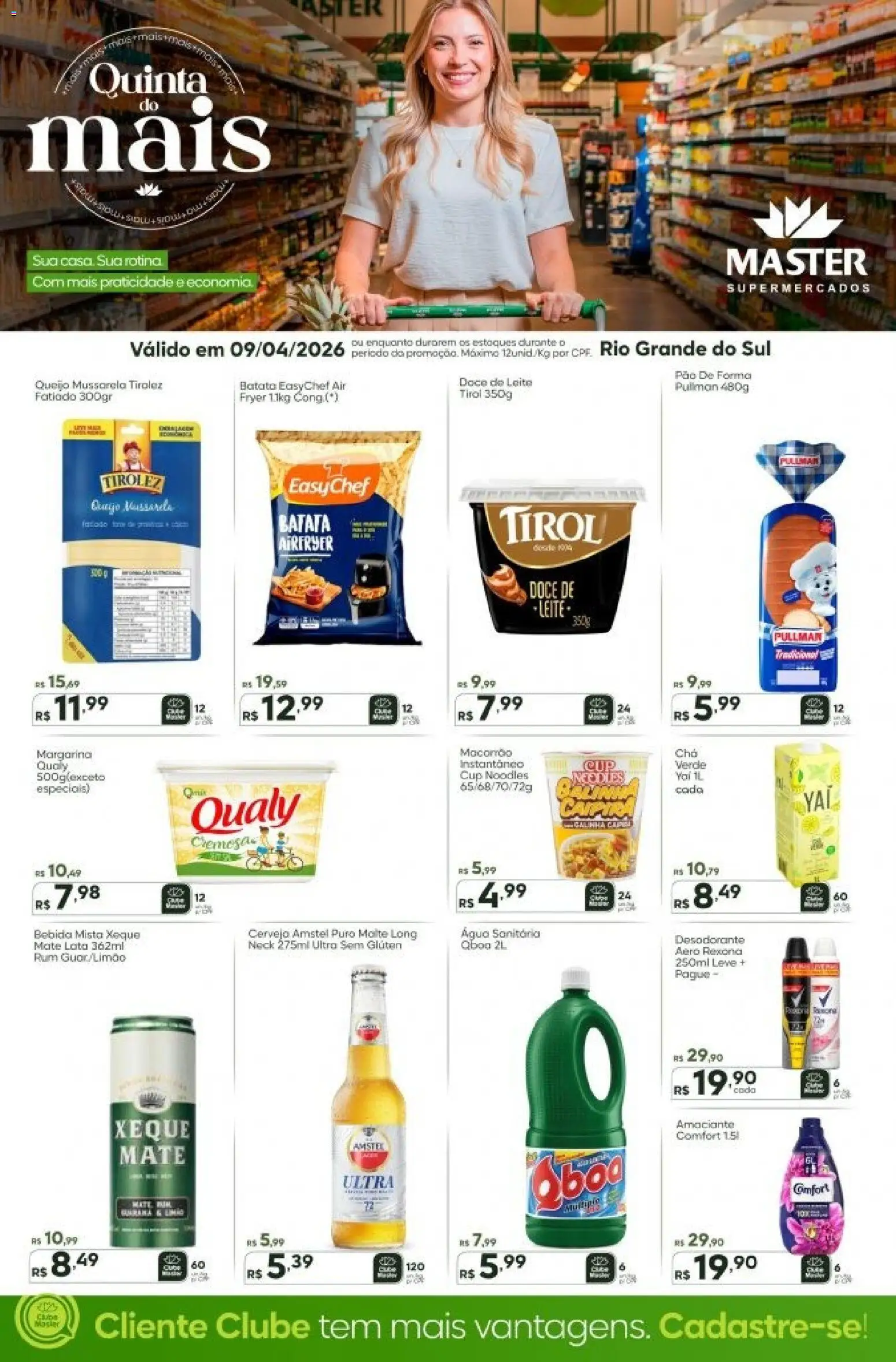 Master Folheto - válido de 09.04.2026 | Página: 1 | Produtos: Desodorante, Leite, Macarrão, Bebida