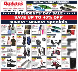 Preview of Dunham's Sports weekly ads valid from 14.02.2026 | Page: 1 | Products: Table, Chair, Kayak, Bag