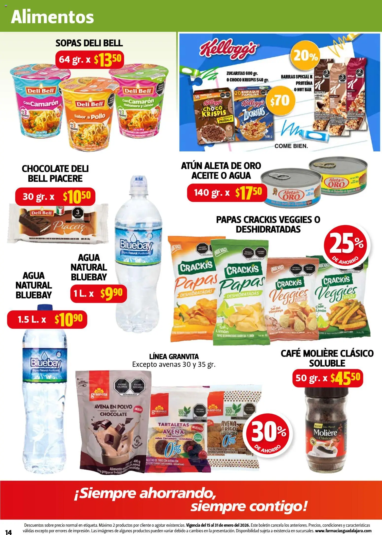 Nuevas ofertas de Farmacia Guadalajara válidas en toda la República Mexicana desde el 15.01.2026. ¡Encuentra las mejores ofertas en Farmacia Guadalajara catálogo! | Página: 14 | Productos: Avena, Limón, Aceite, Chocolate