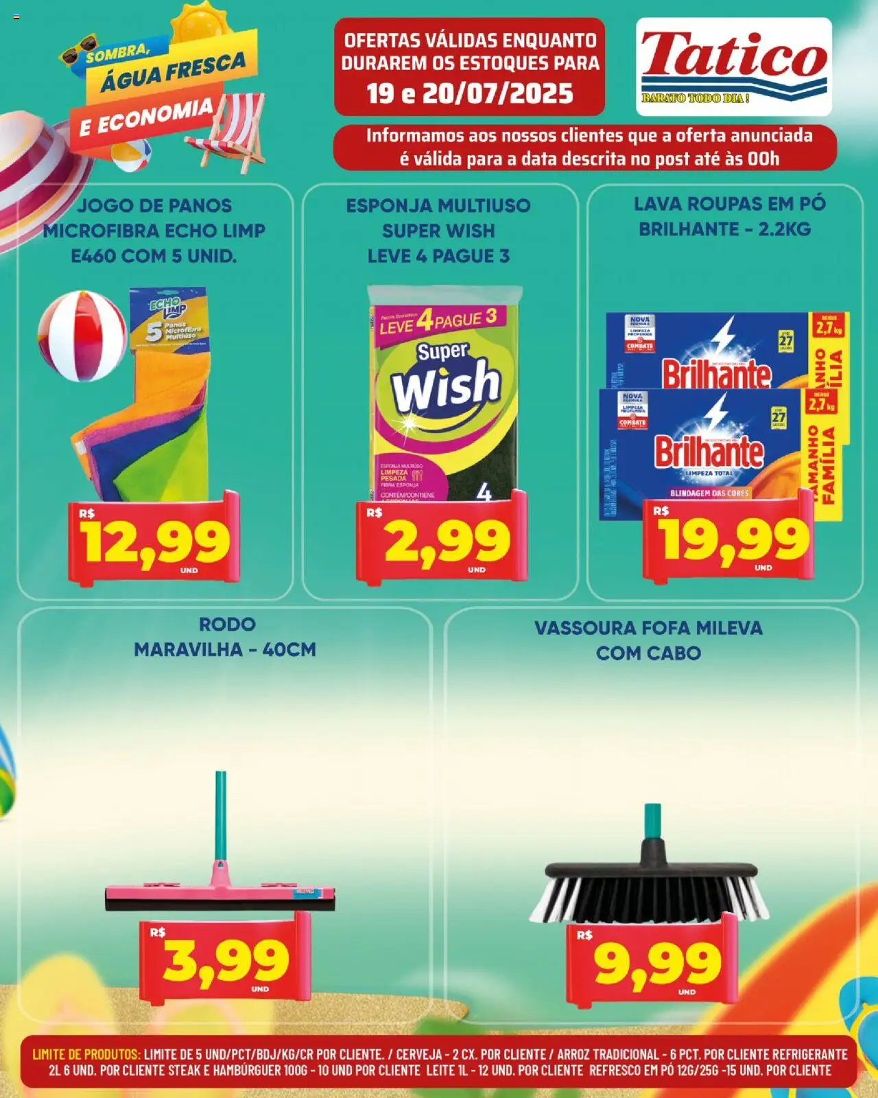Tatico Folheto - válido de 19.07.2025 | Página: 19 | Produtos: Pó, Cerveja, Arroz, Vassoura