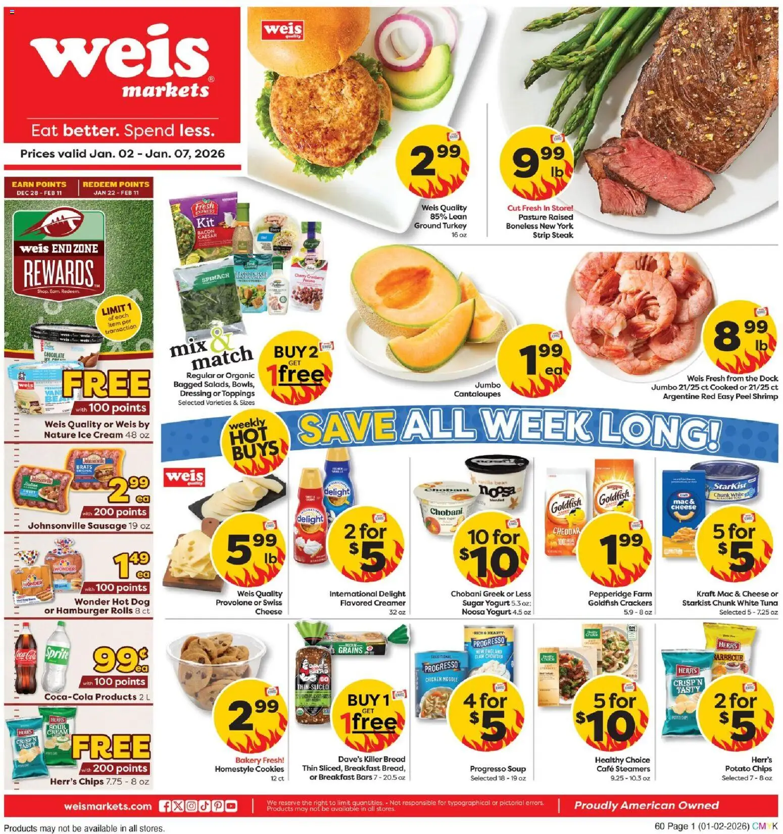 Weis Weekly Circular - PA - valid from 02.01.2026 | Page: 1 | Products: Yogurt, Cream, Ice cream, Sugar