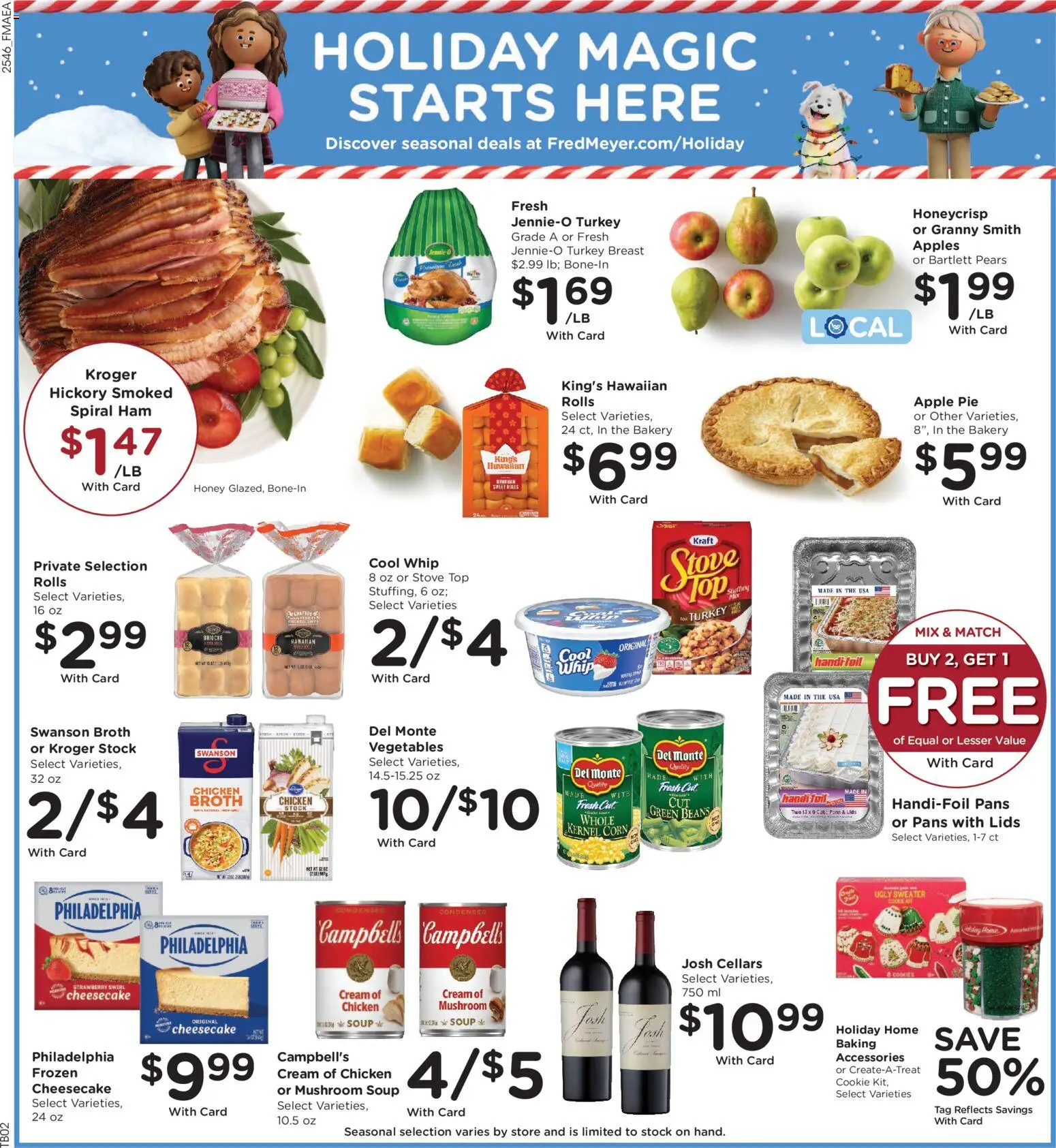 Fred Meyer Weekly Ad - valid from 17.12.2025 | Page: 5 | Products: Sweater, Vegetables, Apple Pie, Cheesecake