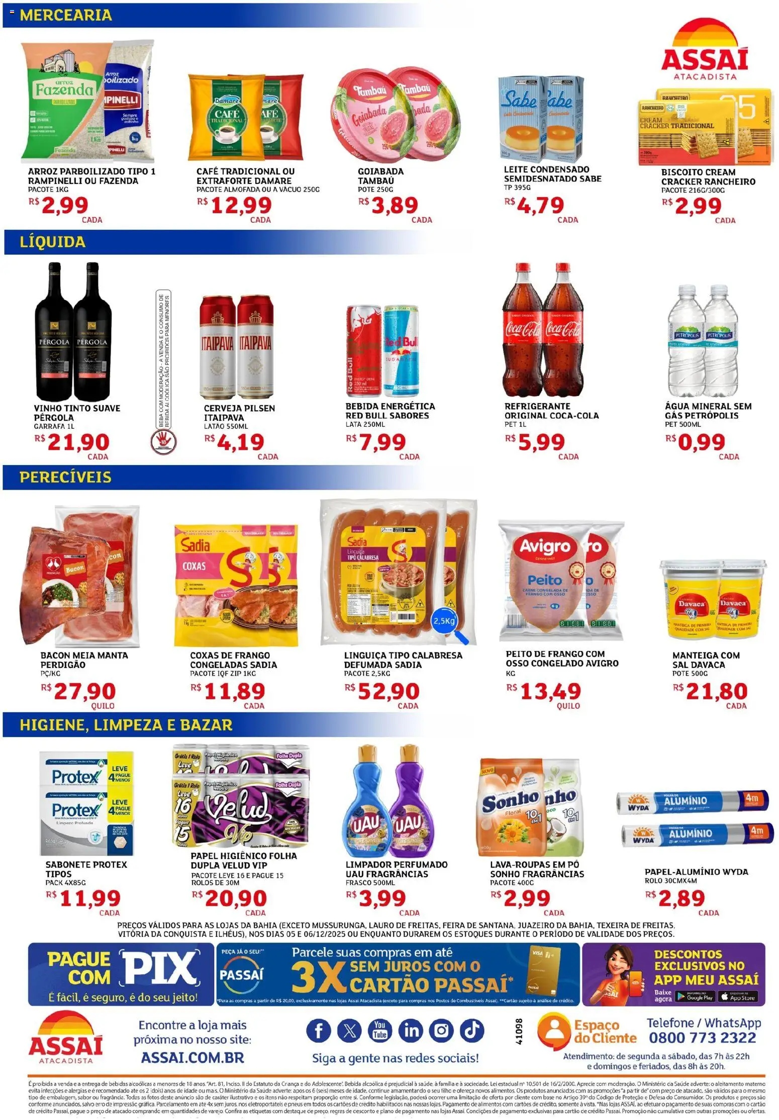 Assaí Atacadista Folheto - válido de 05.12.2025 | Página: 2 | Produtos: Rolo, Manteiga, Arroz, Peito de frango