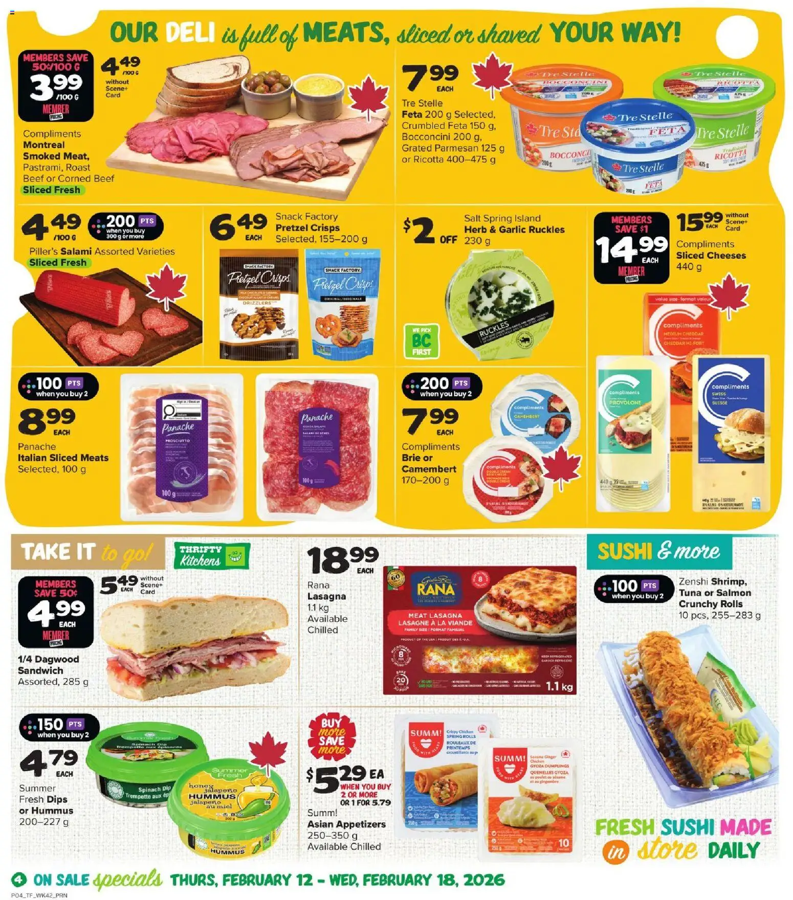 Thrifty Foods flyer valid from 12.02.2026 | Page: 5 | Products: Beef, Salami, Chicken
