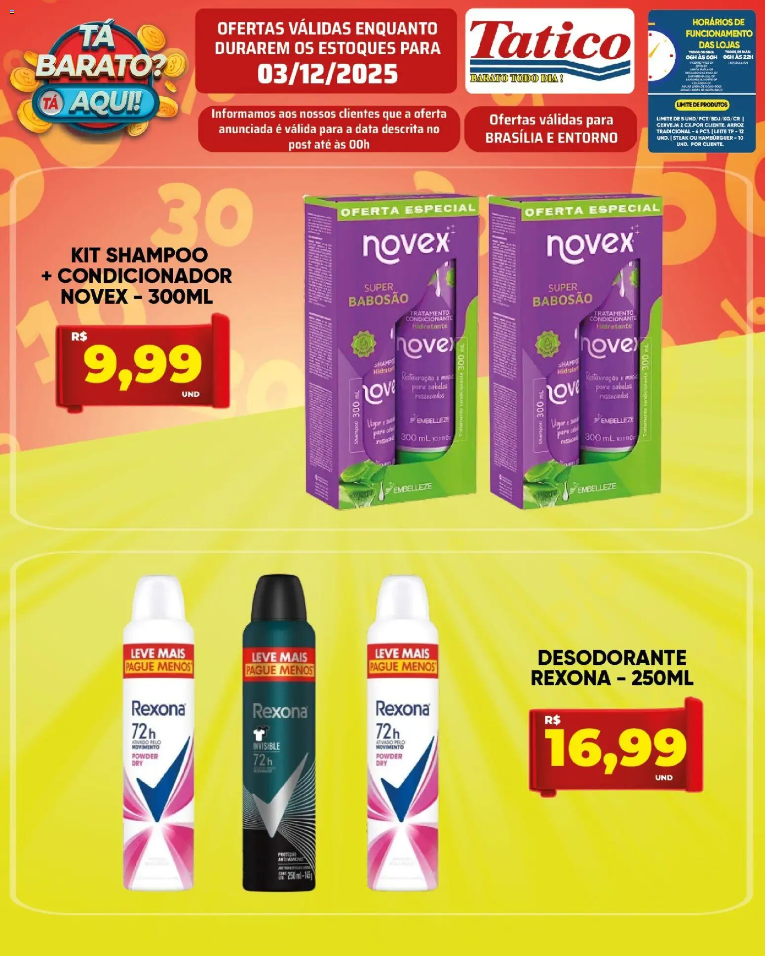 Tatico Folheto - válido de 03.12.2025 | Página: 6 | Produtos: Desodorante, Arroz, Hambúrguer, Rexona