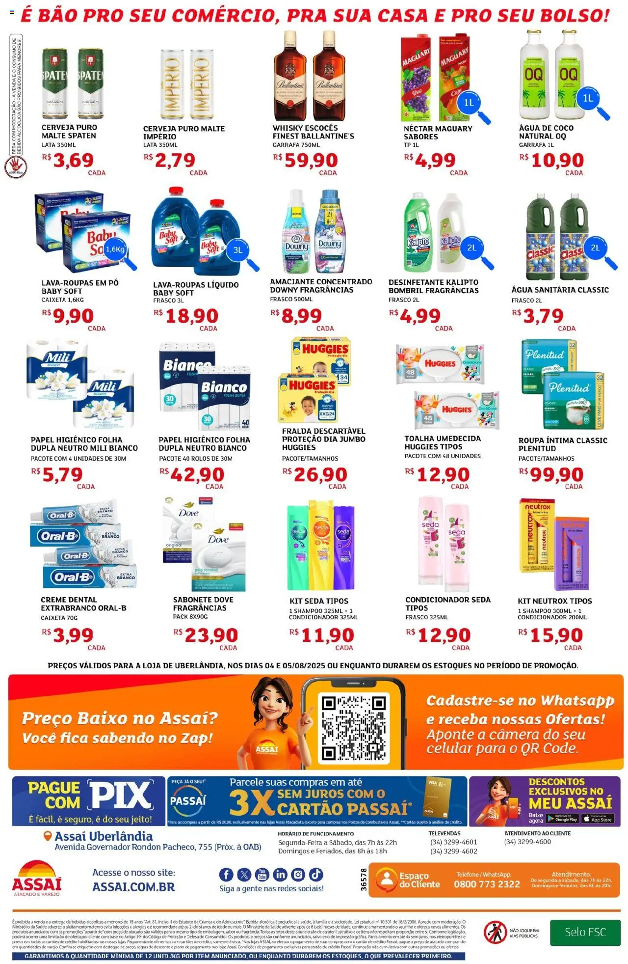 Assaí Atacadista Folheto - válido de 04.08.2025 | Página: 2 | Produtos: Pó, Água de coco, Toalha umedecida, Amaciante