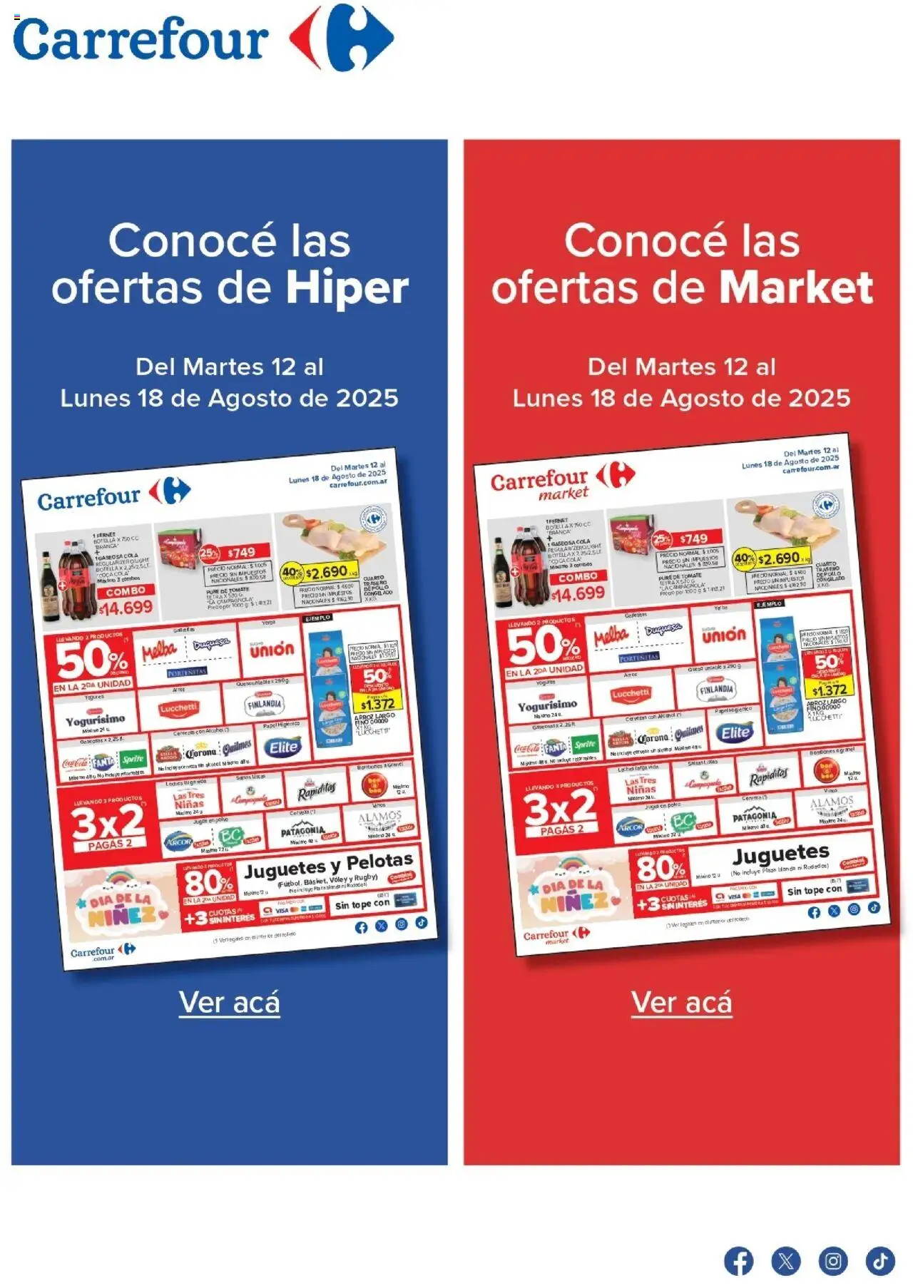 Carrefour ofertas - CABA │ válido desde el 12.08.2025 | Página: 1 | Productos: Galletitas, Polvo, Pure de Tomate, Queso