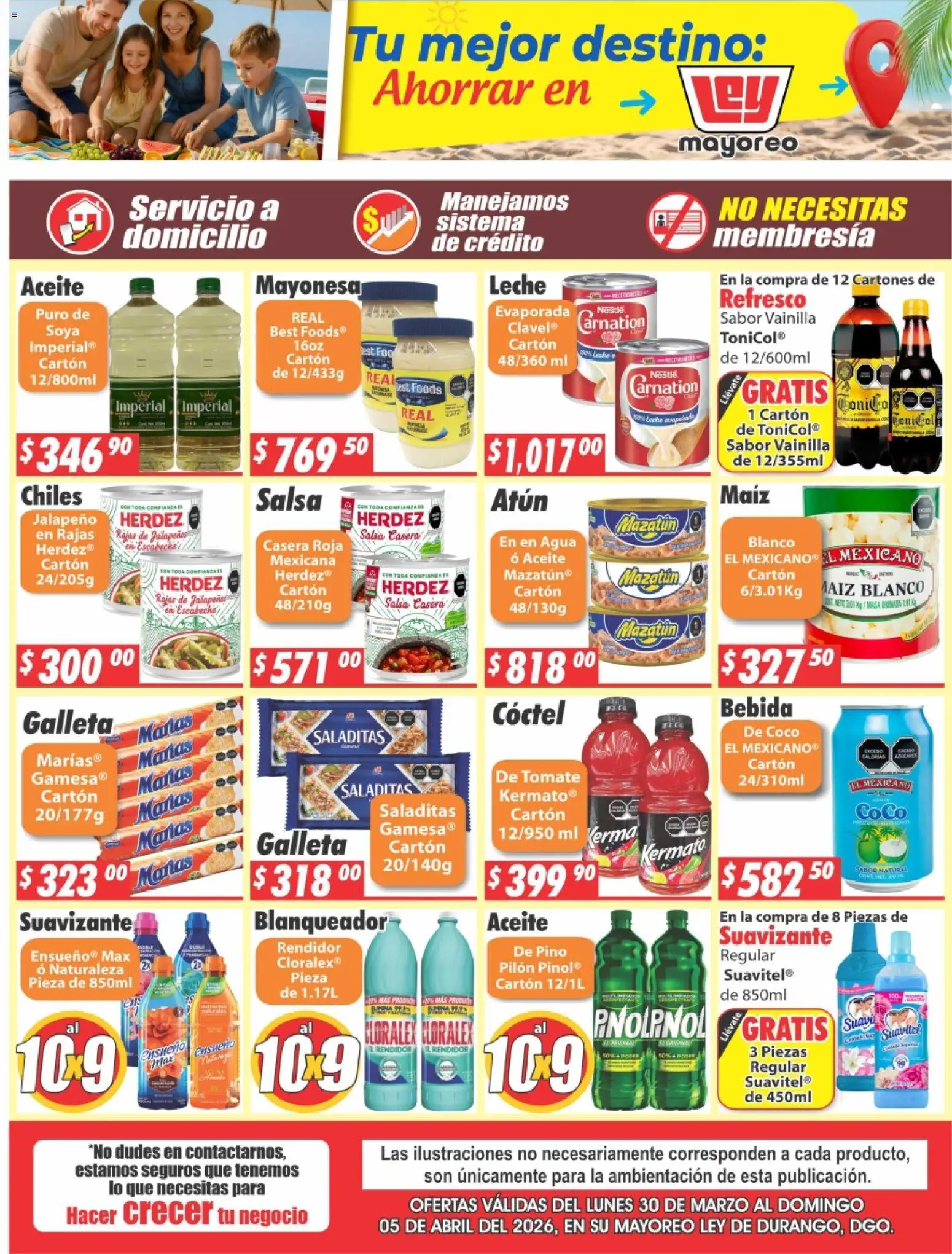 Nuevas ofertas de Casa Ley válidas en toda la República Mexicana desde el 30.03.2026. ¡Encuentra las mejores ofertas en Casa Ley folleto Durango! | Página: 2 | Productos: Maíz, Agua, Leche, Suavizante