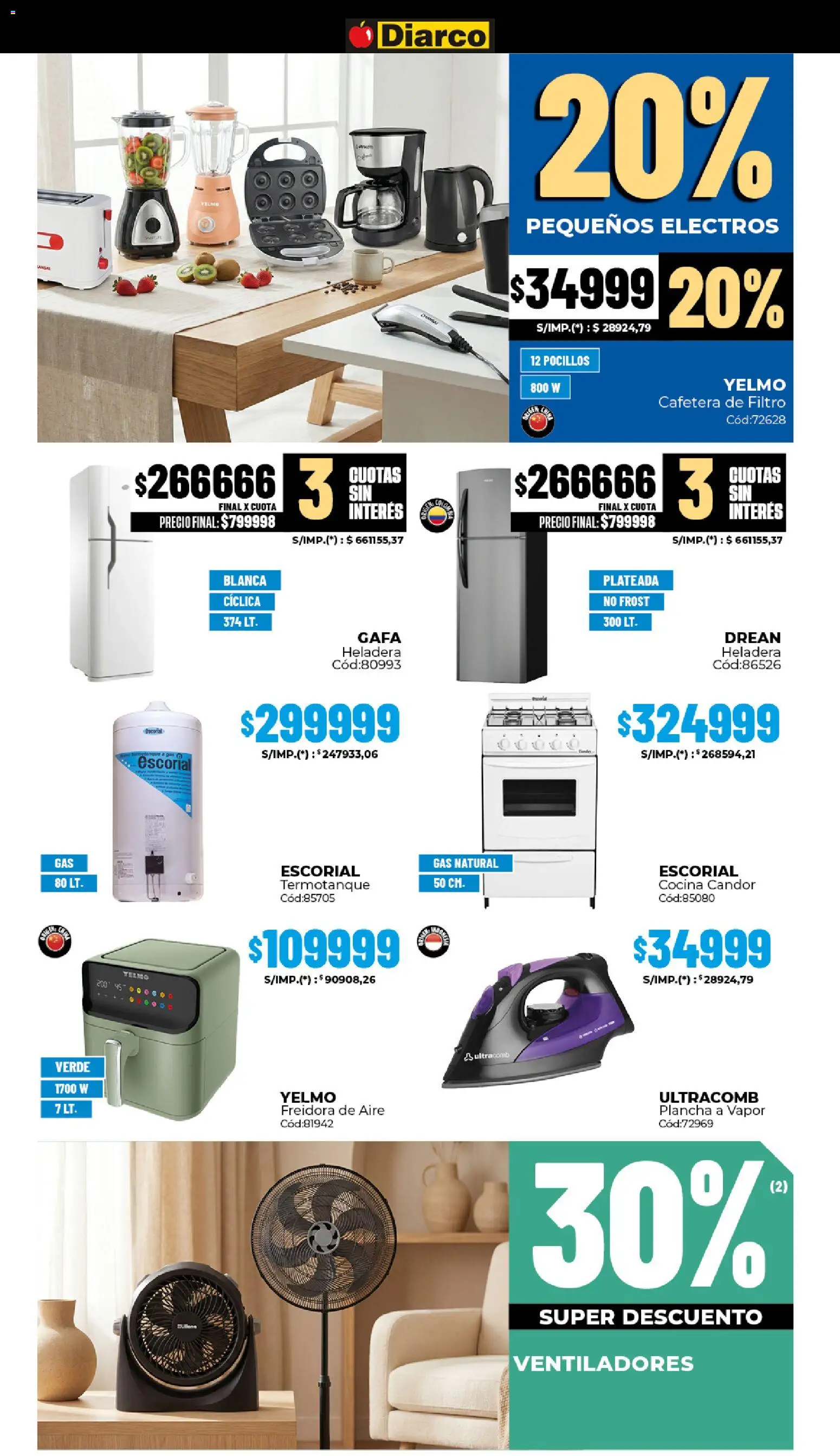 Diarco ofertas │ válido desde el 02.03.2026 | Página: 20 | Productos: Cafetera, Freidora de aire, Plancha, Termotanque