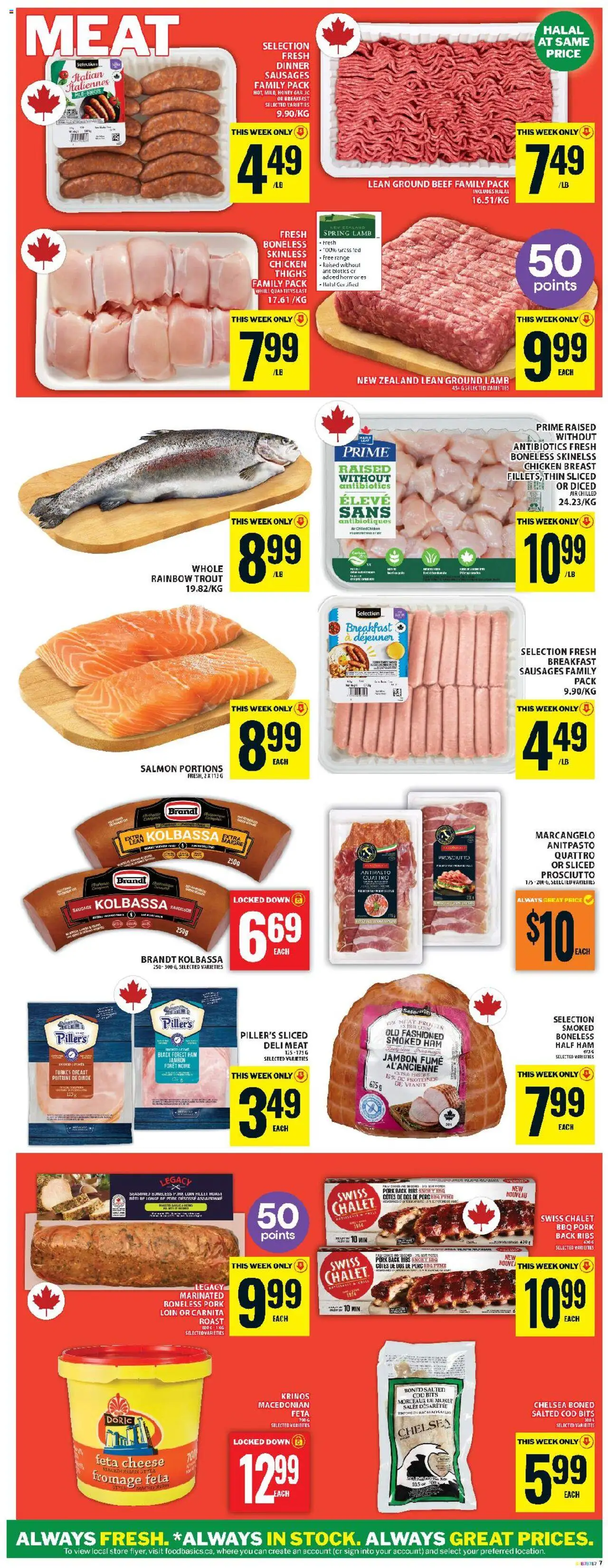 Food Basics flyer valid from 18.09.2025 | Page: 10 | Products: Beef, Cheese, Chicken, Pork