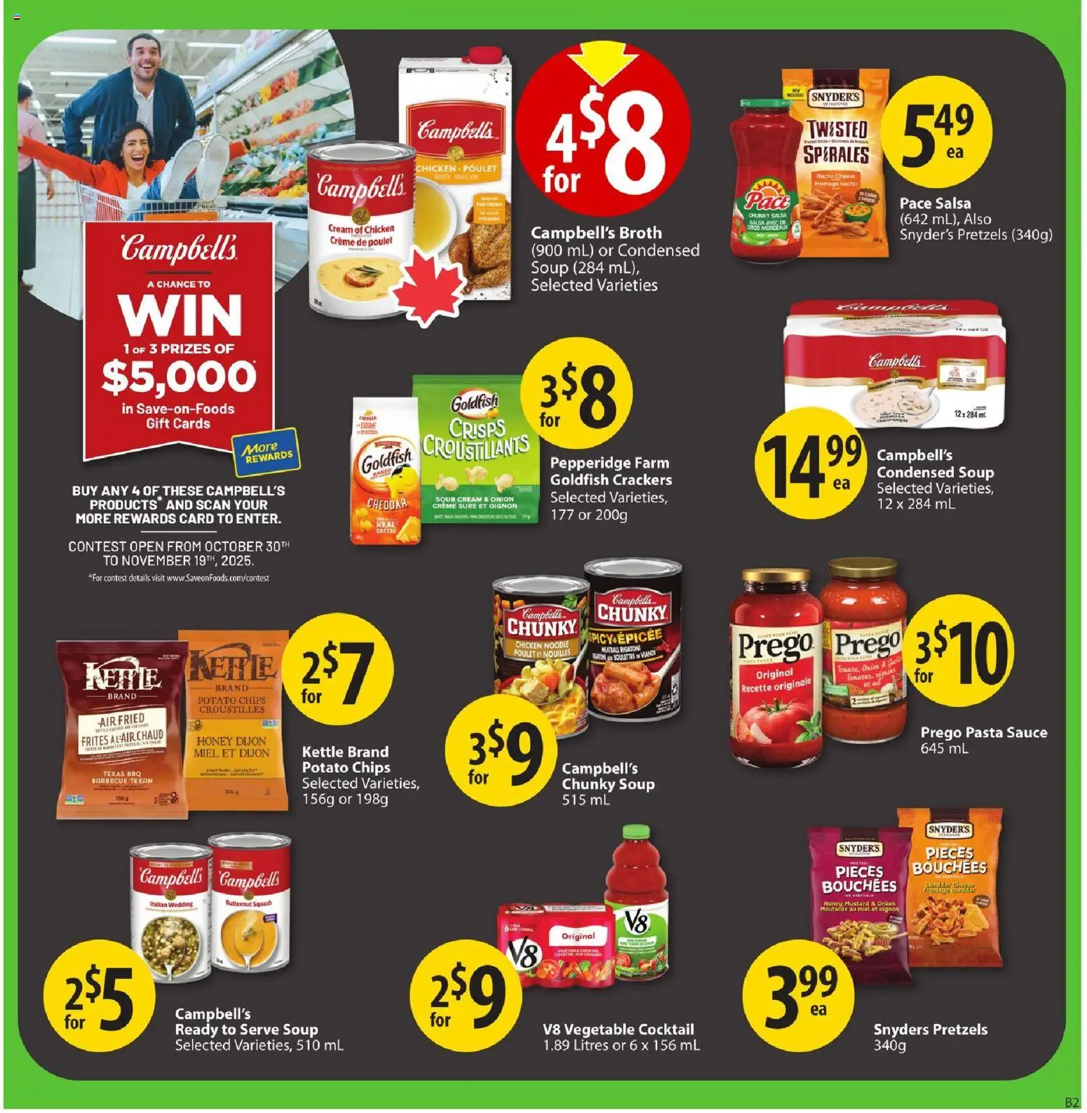 Save on foods flyer valid from 30.10.2025 | Page: 18 | Products: Sour cream, Pasta, Cheese, Chicken