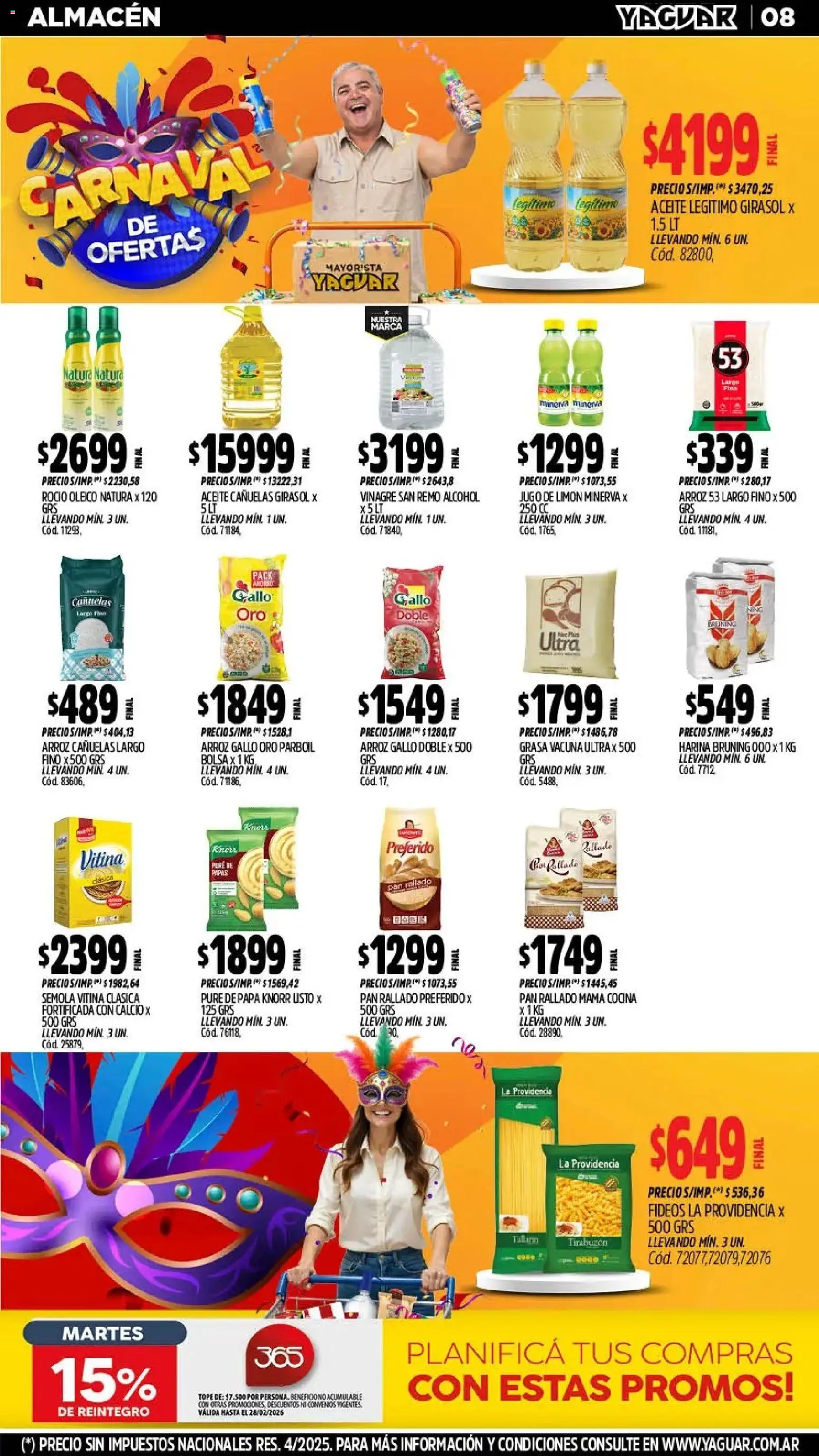 Yaguar - Oferta Semanal Salta │ válido desde el 16.02.2026 | Página: 7 | Productos: Bolsa, Harina, Aceite, Arroz