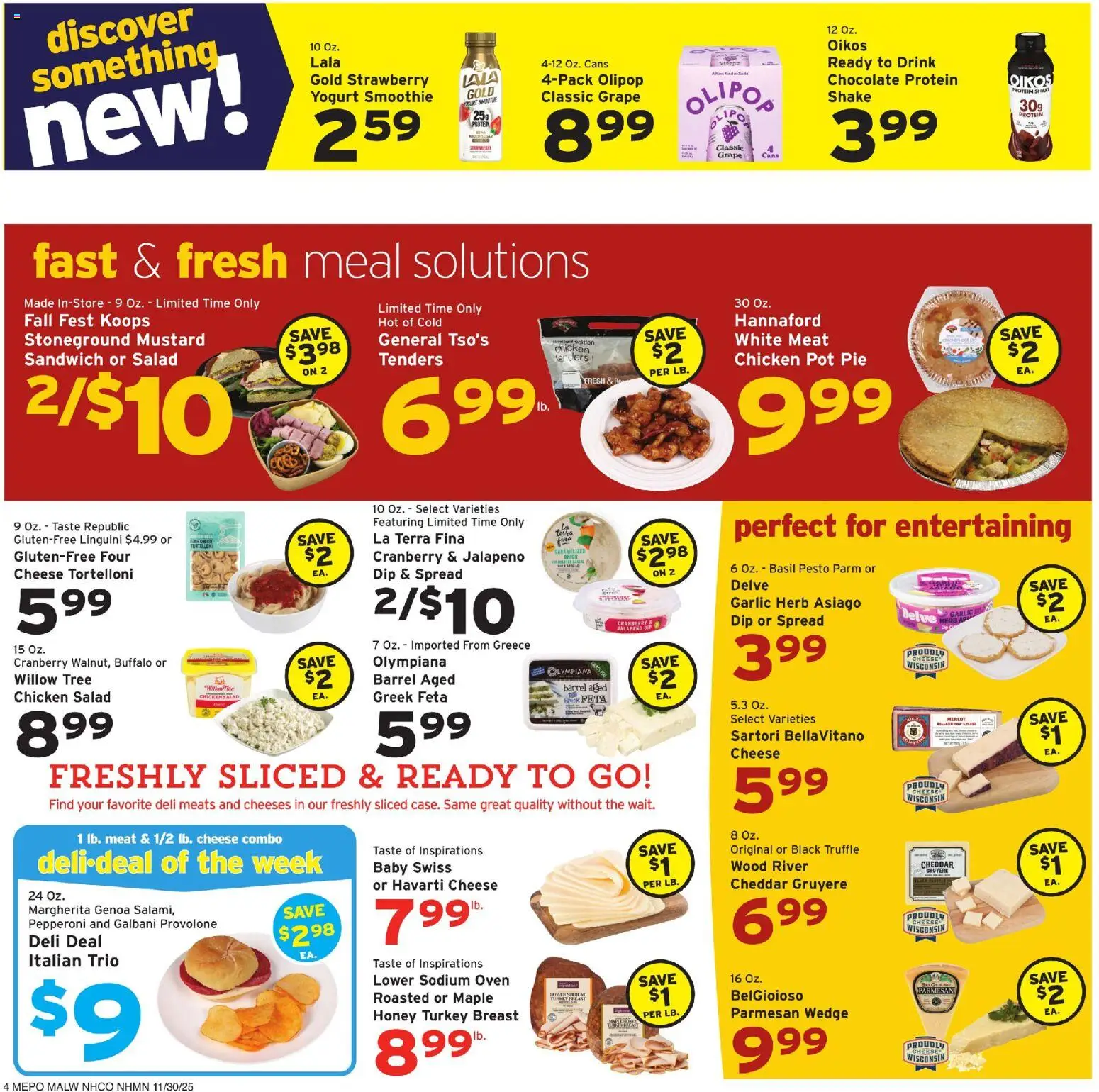 Hannaford Weekly Ad - valid from 30.11.2025 | Page: 4 | Products: Cheese, Yogurt, Salad, Oven