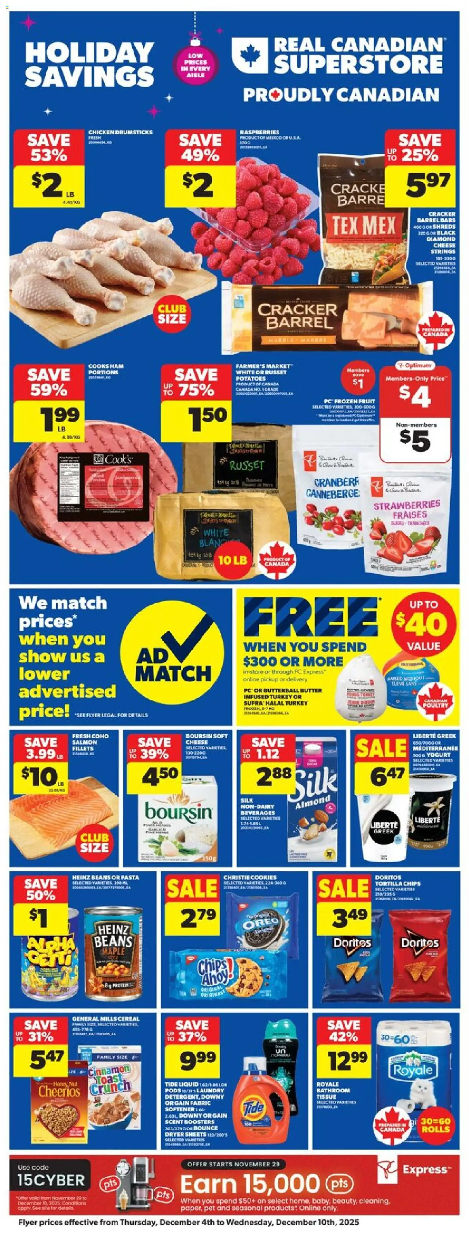Real Canadian Superstore flyer valid from 04.12.2025 | Page: 3 | Products: Pasta, Chips, Turkey, Chicken