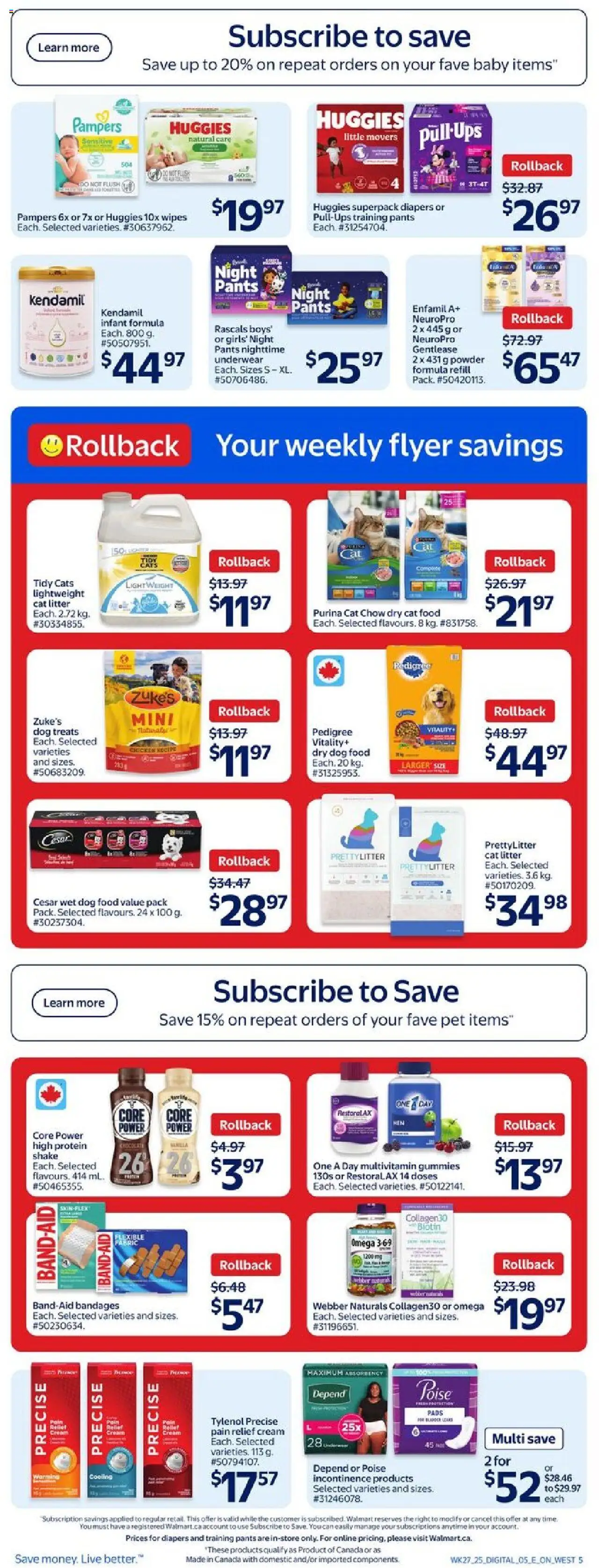 Walmart flyer valid from 31.07.2025 | Page: 8 | Products: Cream, Powder, Pants, Underwear