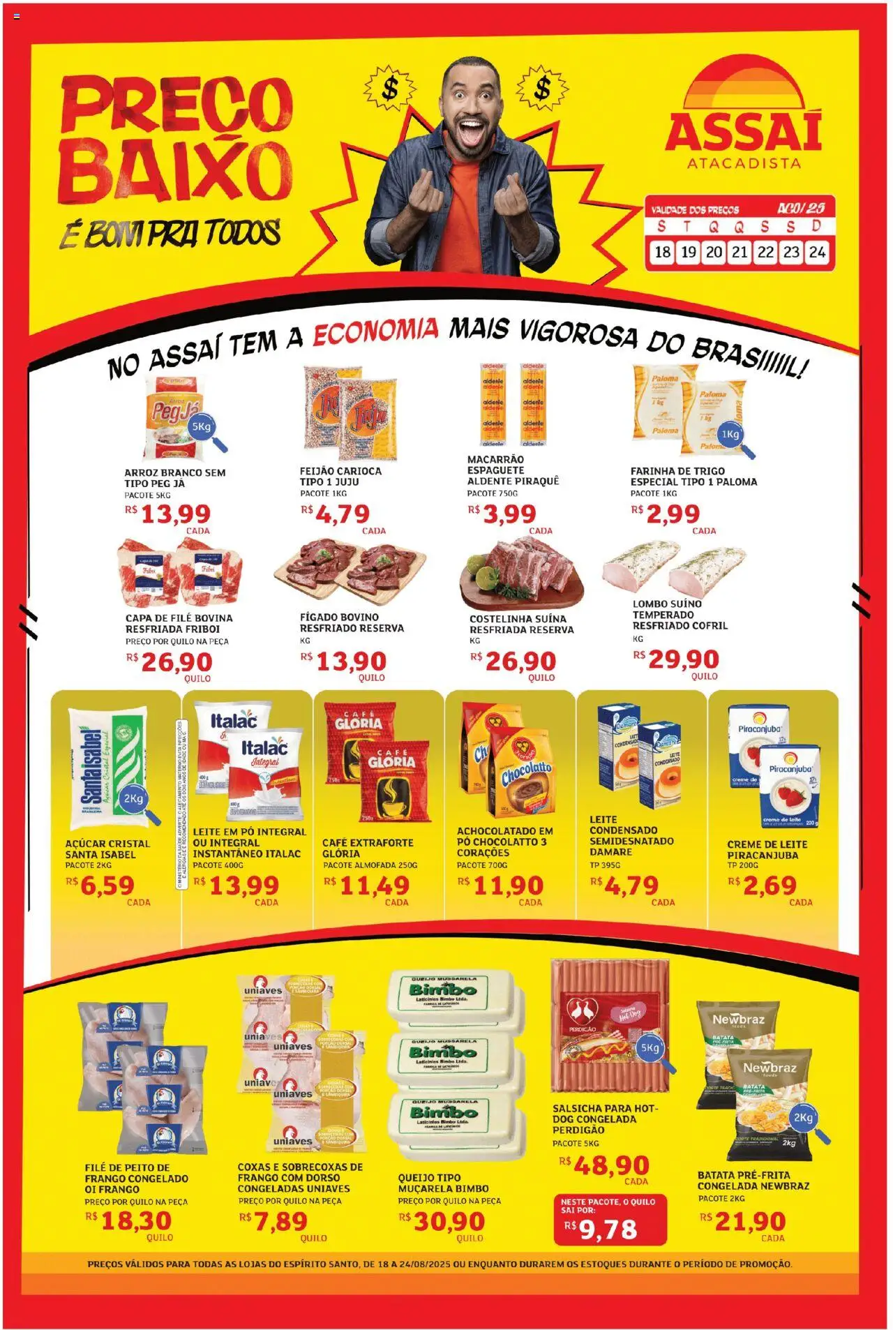 Assaí Atacadista Folheto - válido de 18.08.2025 | Página: 1 | Produtos: Macarrão, Açúcar, Batata, Creme de leite
