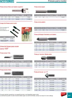 Vista previa de Makita catálogo Accesorios, nuevo folleto de la tienda, válido en México a partir del 08.07.2024 | Página: 241 | Productos: Fresa, Fresas, Juego