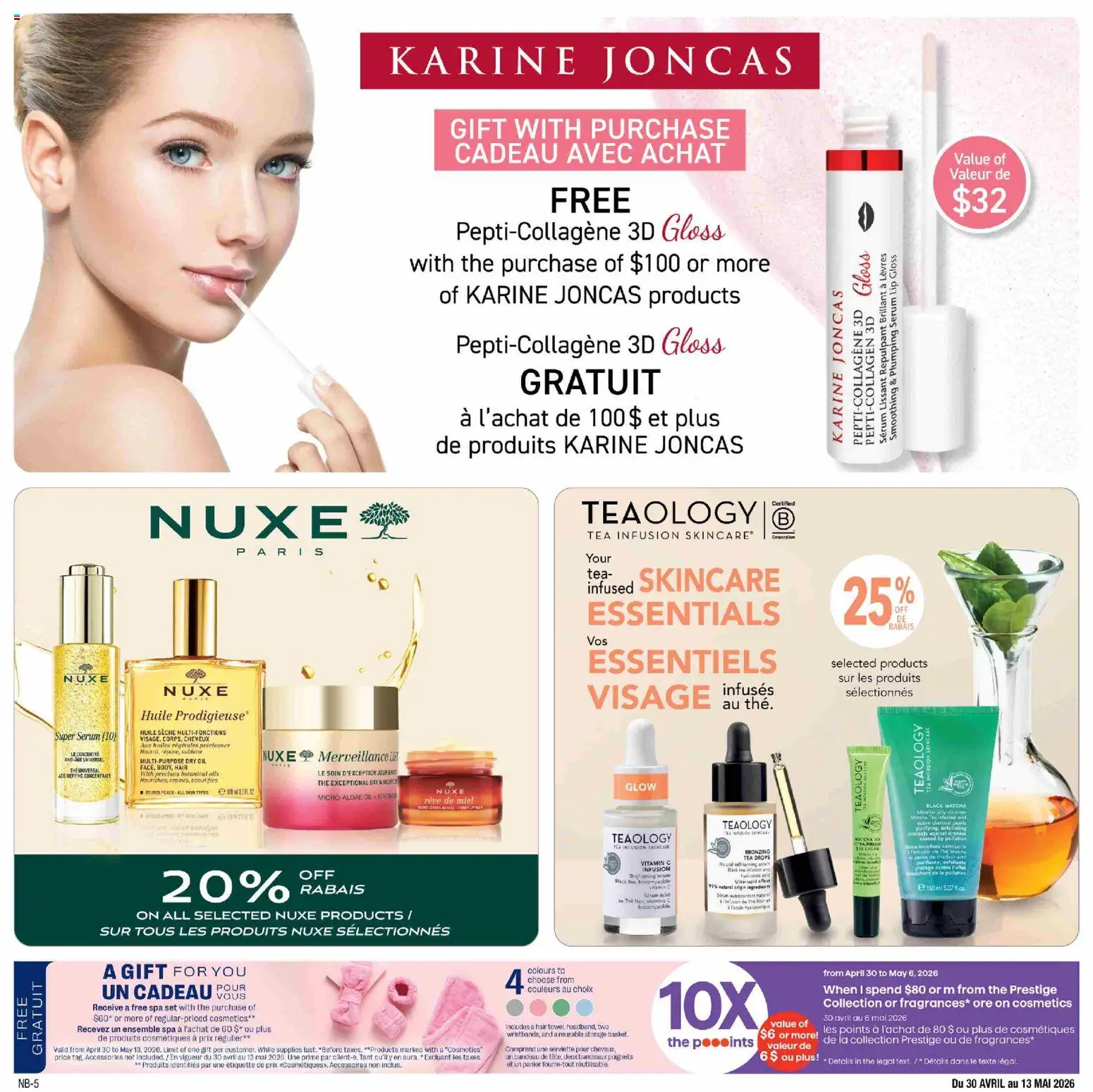 Jean Coutu flyer valid from 30.04.2026 | Page: 10 | Products: Tea, Lip gloss, Oil