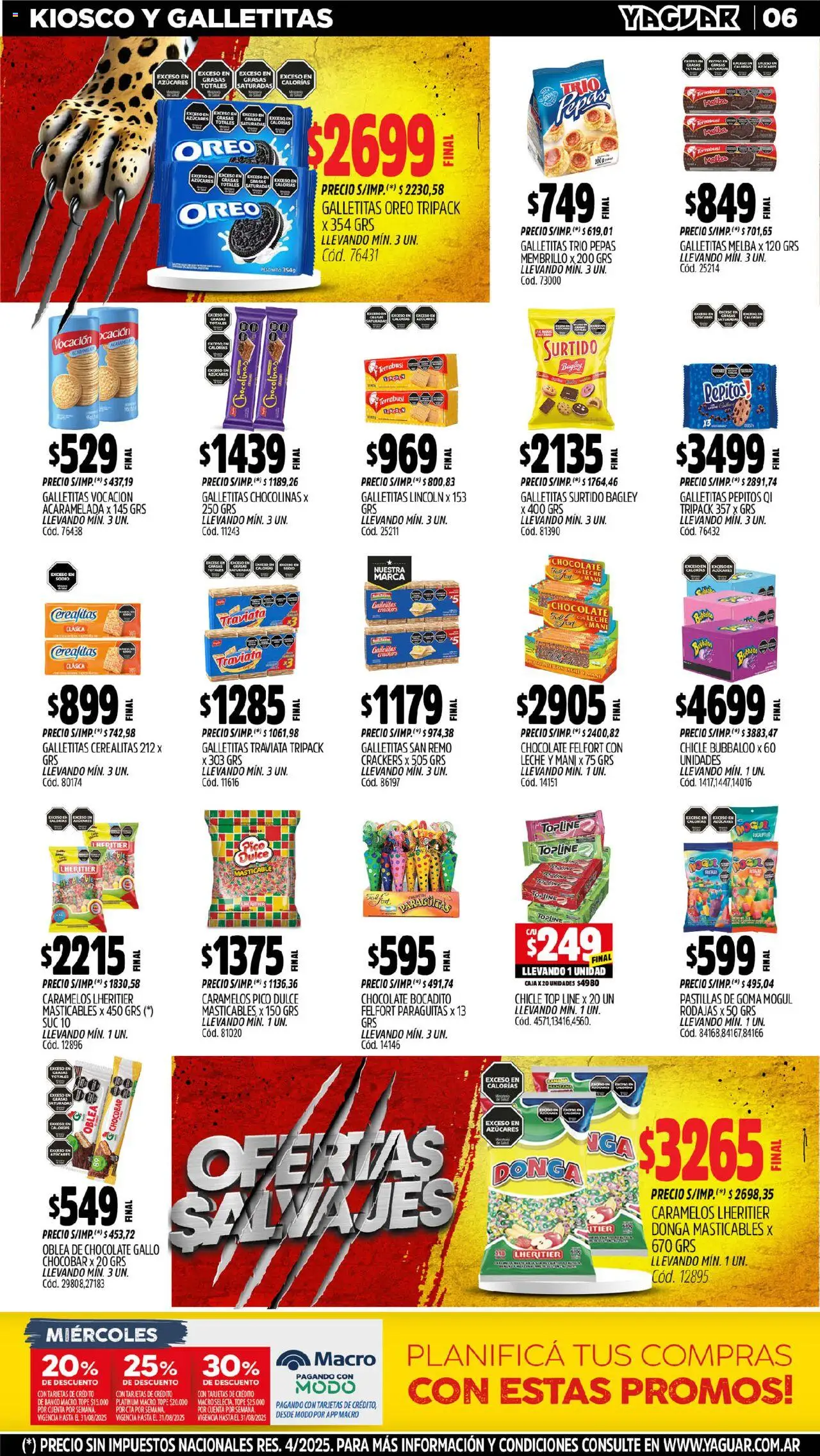Yaguar - Mar del Plata │ válido desde el 11.08.2025 | Página: 6 | Productos: Banco, Galletitas, Caja, Mani
