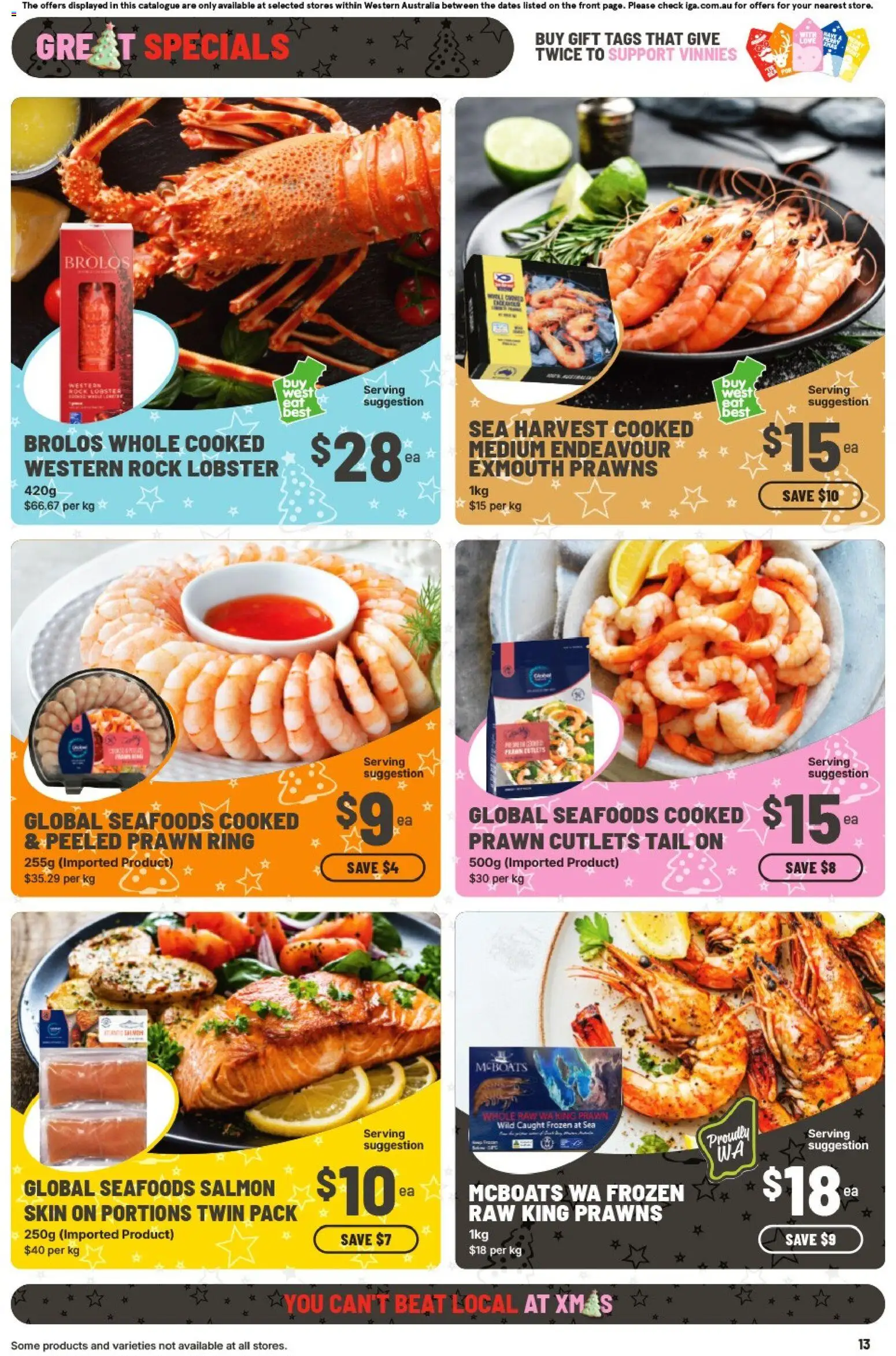 IGA catalogue - valid from 10.12.2025 | Page: 20 | Products: Lobster, Prawns, Salmon