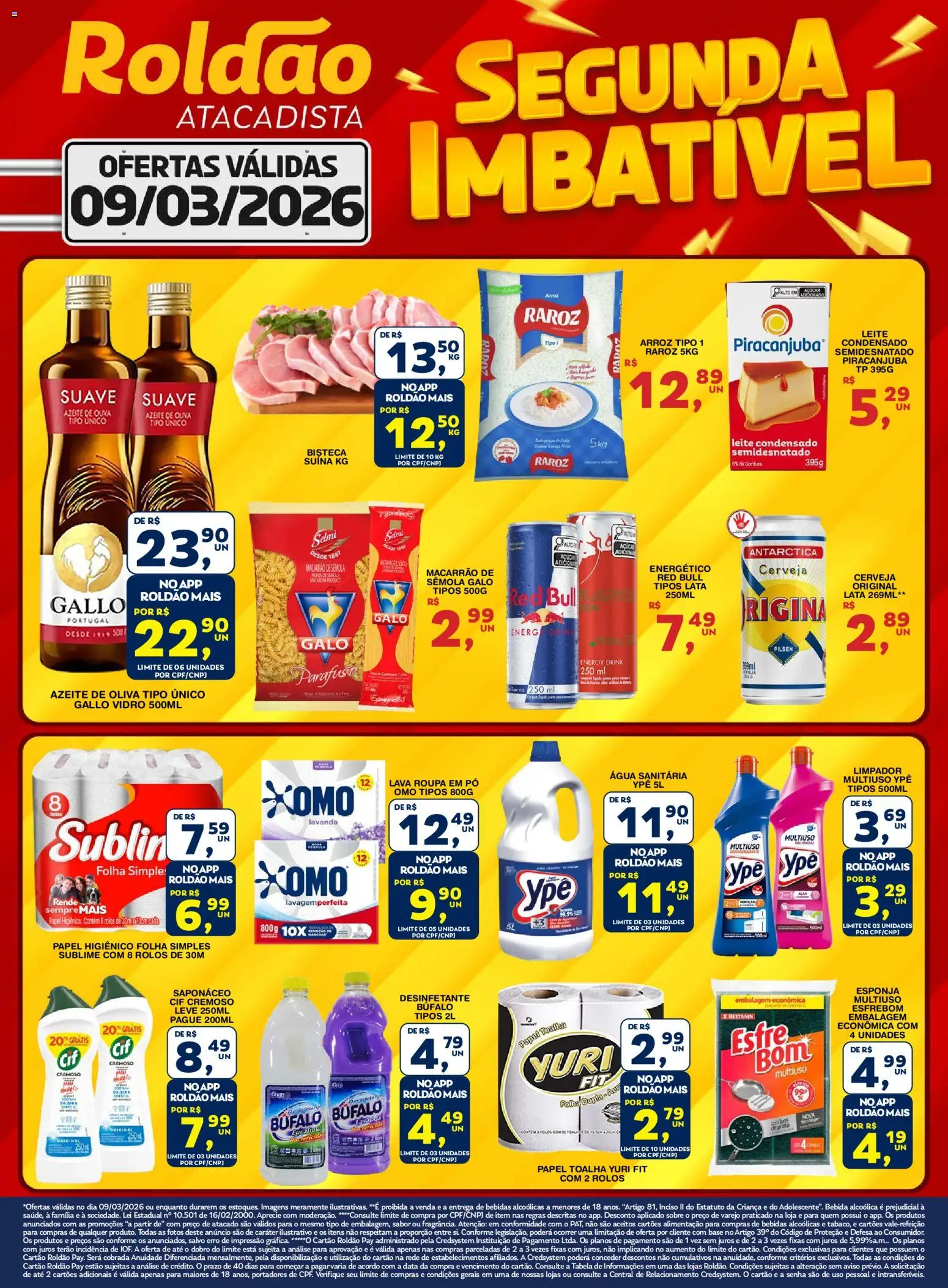 Roldão Folheto - válido de 09.03.2026 | Página: 1 | Produtos: Azeite, Leite condensado, Papel higiênico, Água sanitária