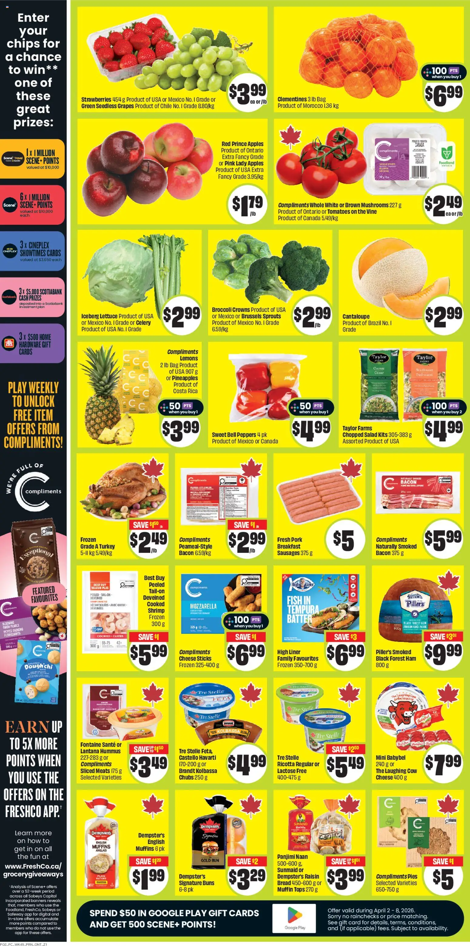 FreshCo flyer valid from 02.04.2026 | Page: 3 | Products: Salad, Bag, Cheese, Tomatoes