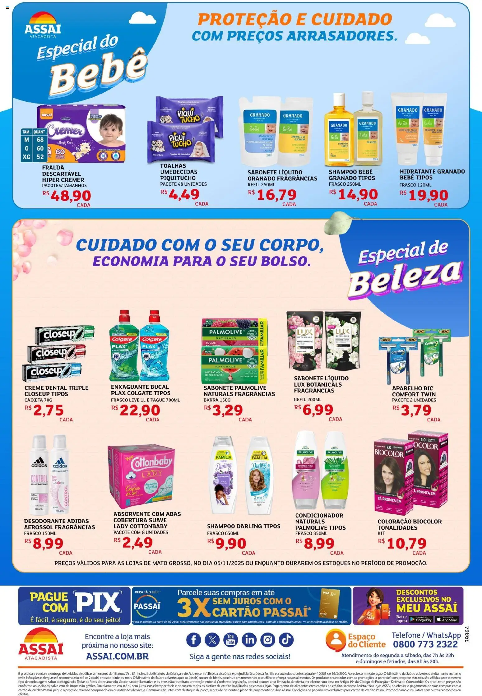 Assaí Atacadista Folheto - válido de 05.11.2025 | Página: 2 | Produtos: Melancia, Telefone, Creme dental, Absorvente