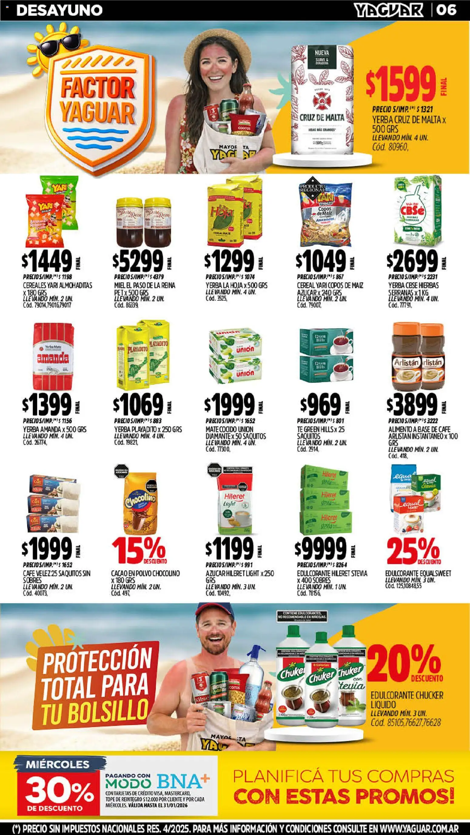 Yaguar - Oferta Semanal Jujuy │ válido desde el 19.01.2026 | Página: 6 | Productos: Copos, Azucar, Polvo, Mate cocido