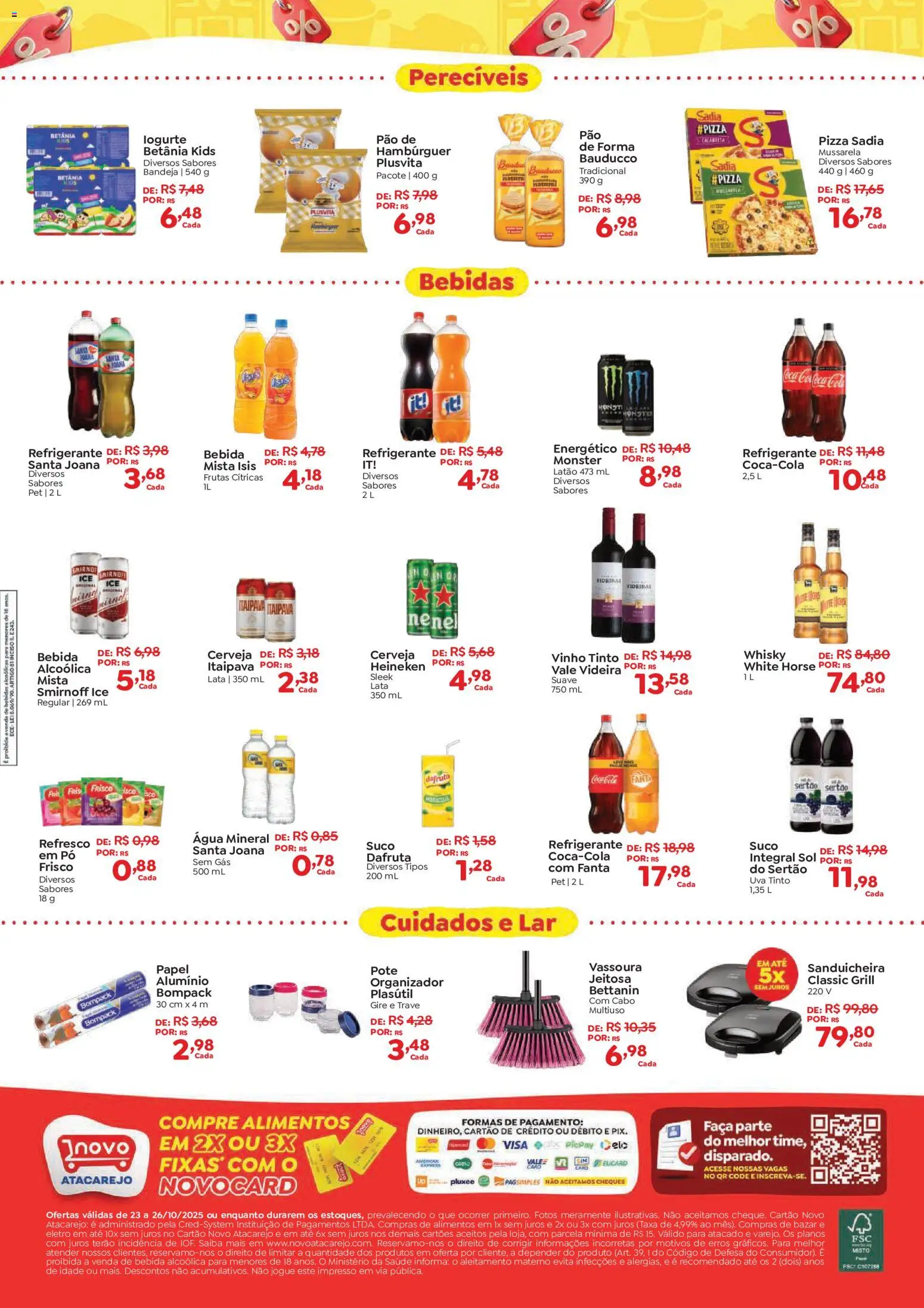 Novo Atacarejo Folheto - válido de 23.10.2025 | Página: 2 | Produtos: Frisco, Refrigerante, Mussarela, Cabo