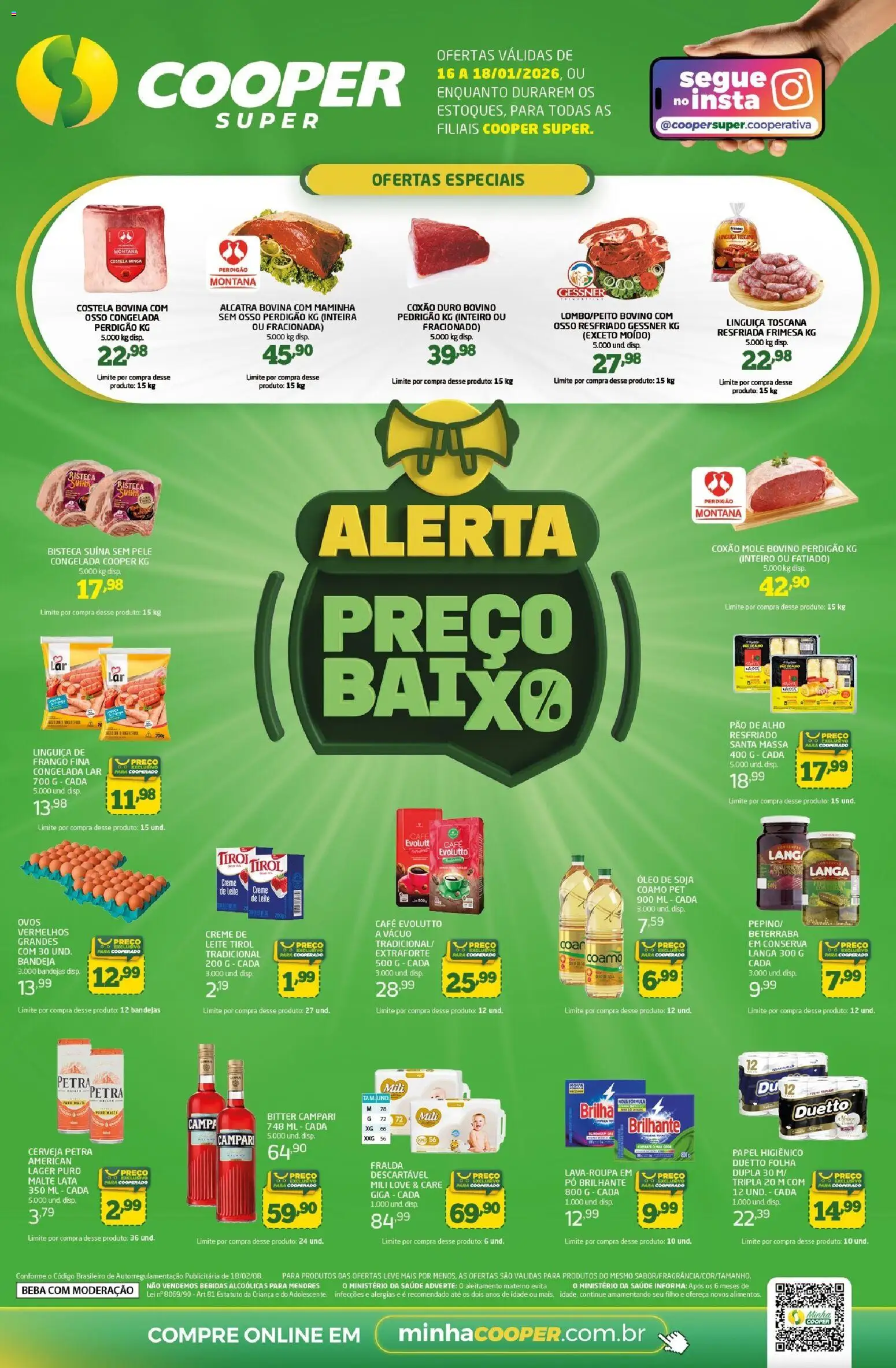 Cooper Folheto - válido de 16.01.2026 | Página: 1 | Produtos: Linguiça, Óleo, Cerveja, Papel higiênico
