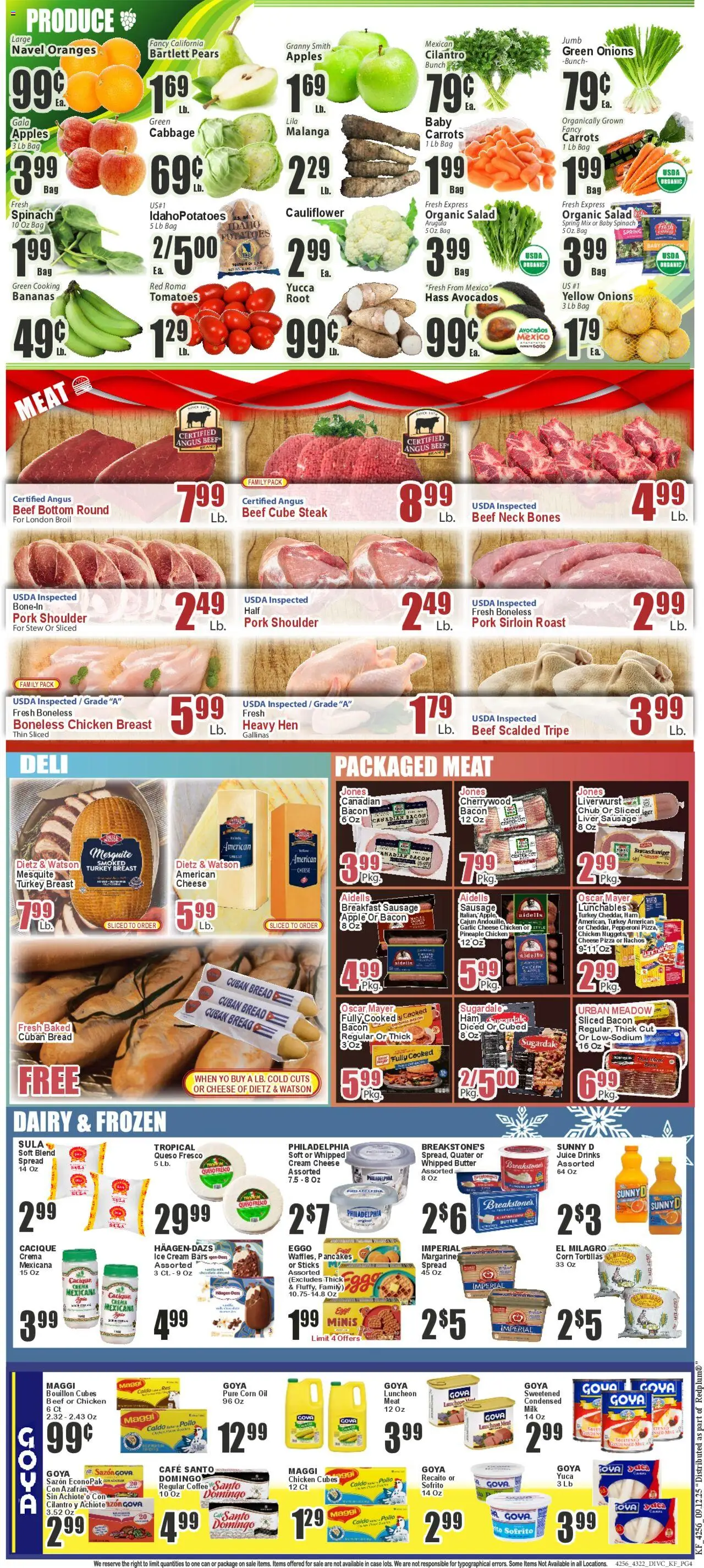 Key Food Weekly Ad - valid from 12.09.2025 | Page: 4 | Products: Cheese, Oil, Bananas, Beef