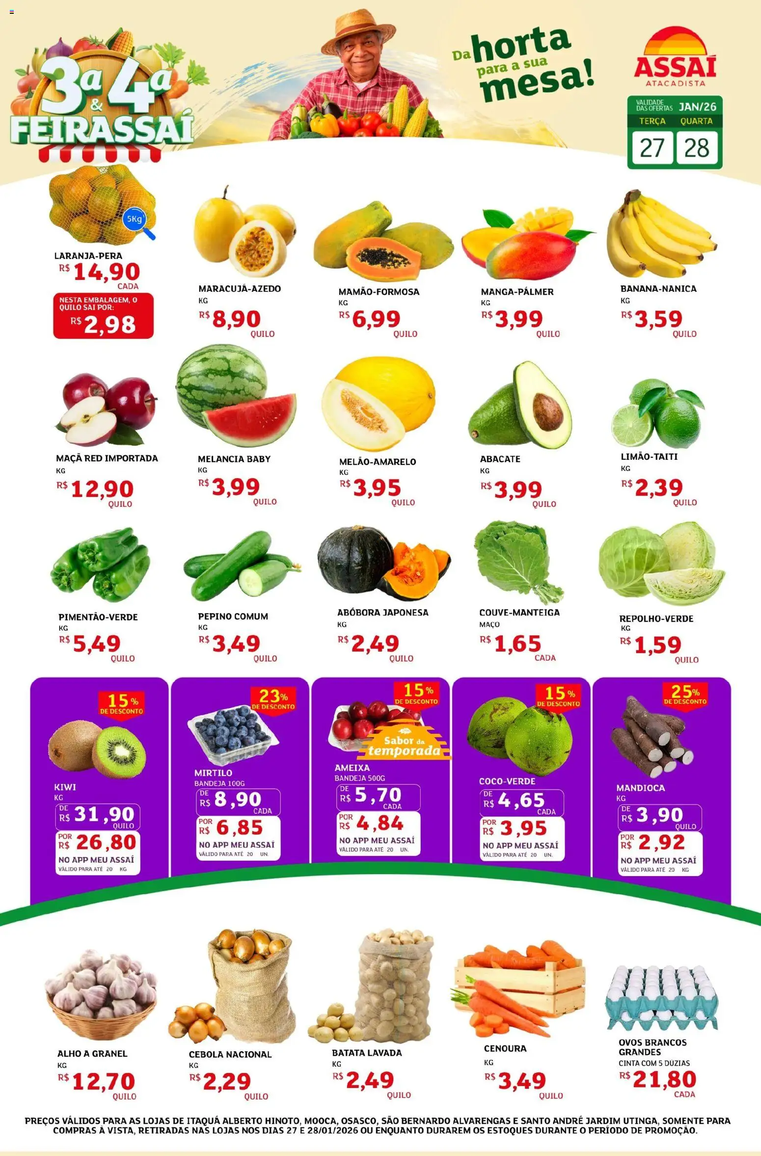 Assaí Atacadista Folheto - válido de 27.01.2026 | Página: 1 | Produtos: Melancia, Cebola, Batata, Ameixa