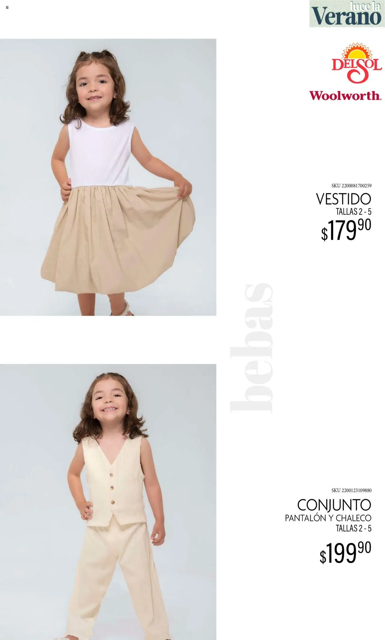 Nuevas ofertas de Del Sol y Woolworth válidas en toda la República Mexicana desde el 24.06.2025. ¡Encuentra las mejores ofertas en Del Sol y Woolworth catálogo Luce El Verano! | Página: 33 | Productos: Chaleco, Vestido, Conjunto