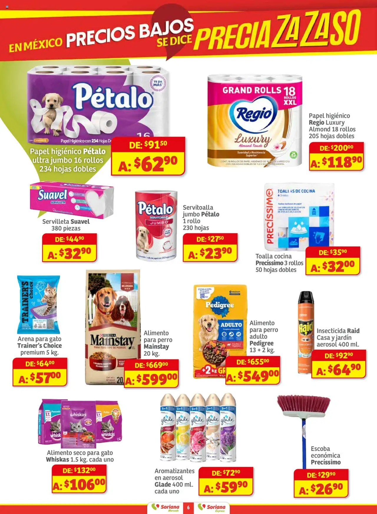 Nuevas ofertas de Soriana válidas en toda la República Mexicana desde el 01.08.2025. ¡Encuentra las mejores ofertas en Soriana - Preciazazaso Mercado: Ags, col, Gto, Jal, Mich! | Página: 6 | Productos: Pollo, Insecticida, Té, Toallas